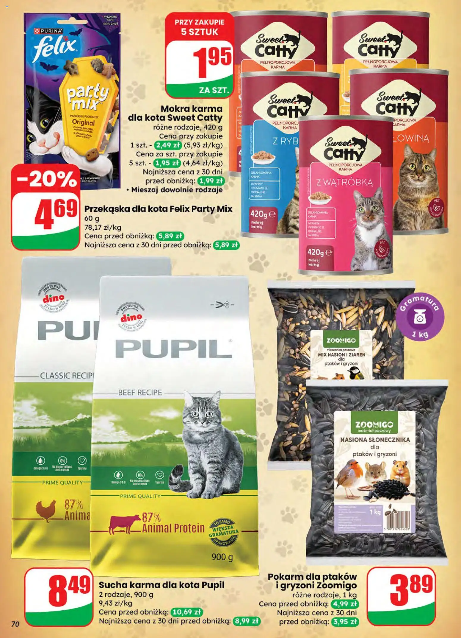 Dino Gazetka od 26.11.2025 | Strona: 70 | Produkty: Wątróbka, Nasiona, Karma dla kota