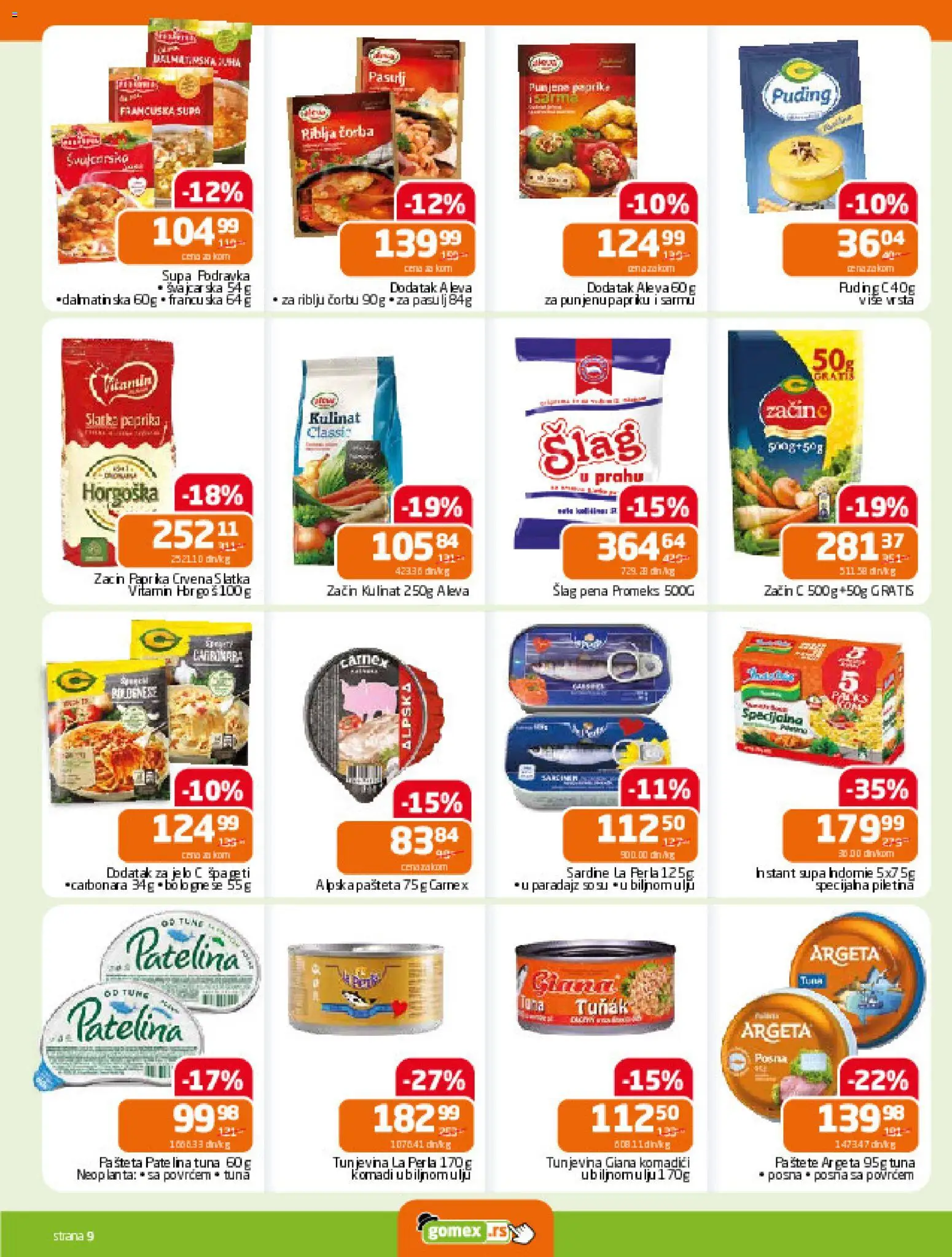 Gomex katalog - važi od 17.12.2025 | Strana: 9 | Proizvode: Puding, Podravka, Paradajz, Pašteta