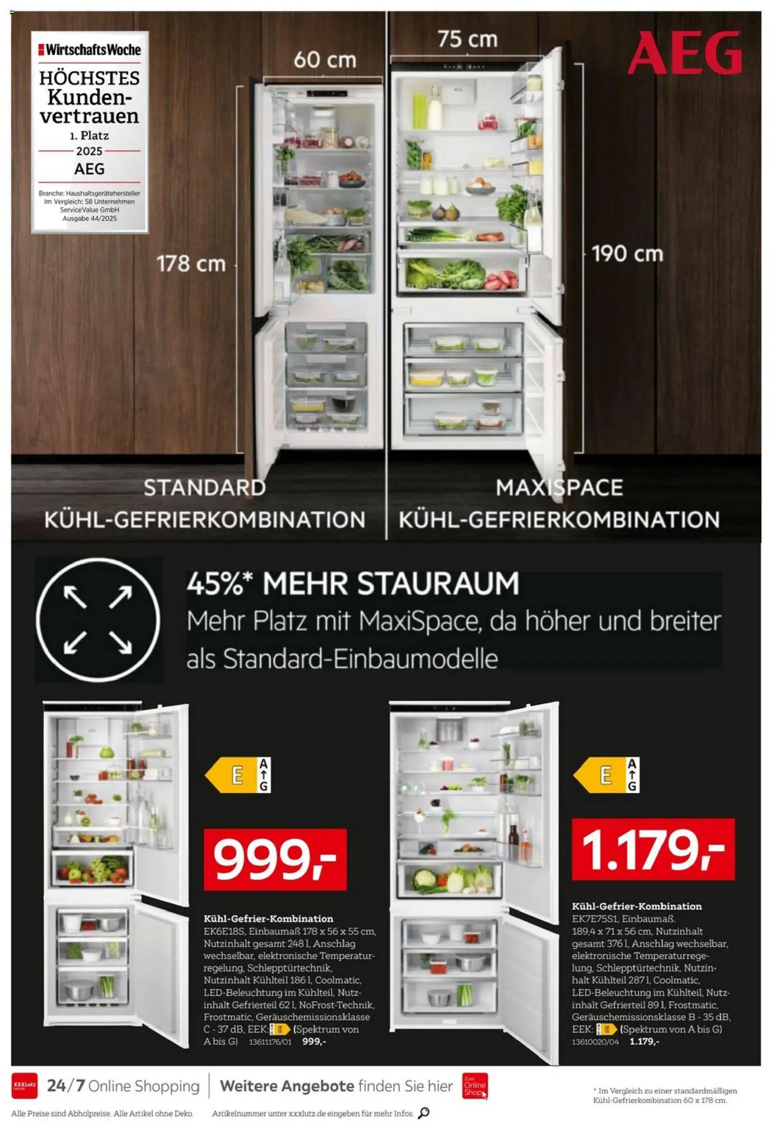 XXXLutz AEG zum Bestpreis – gültig ab 18.04.2025 | Seite: 14 | Produkte: Kühlgefrierkombination