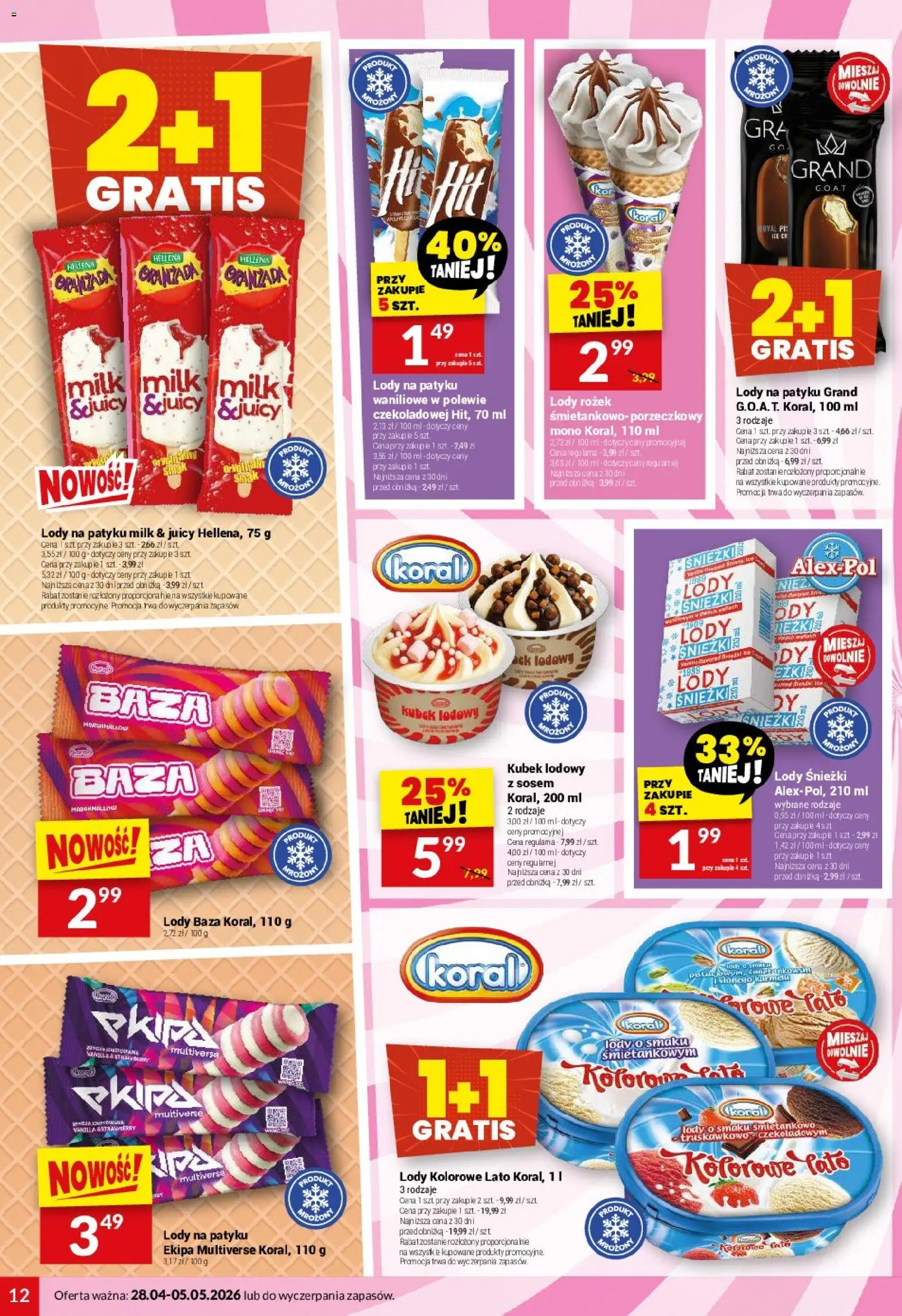 Twój Market gazetka od 28.04.2026 | Strona: 12 | Produkty: Lody na patyku, Lody