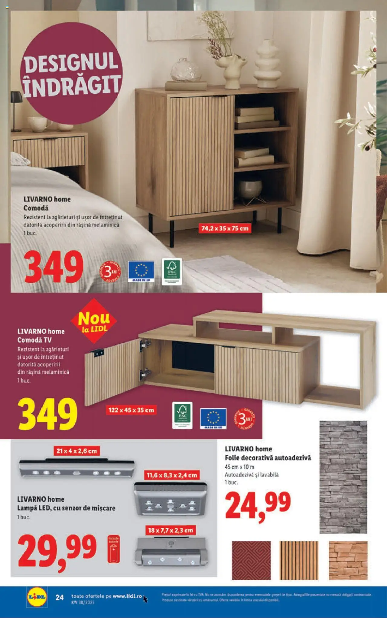 Noul catalog Lidl – valabil de la 15.09.2025 | Pagină: 24 | Produse: T cetveli, Babak, Comodă, Lampă