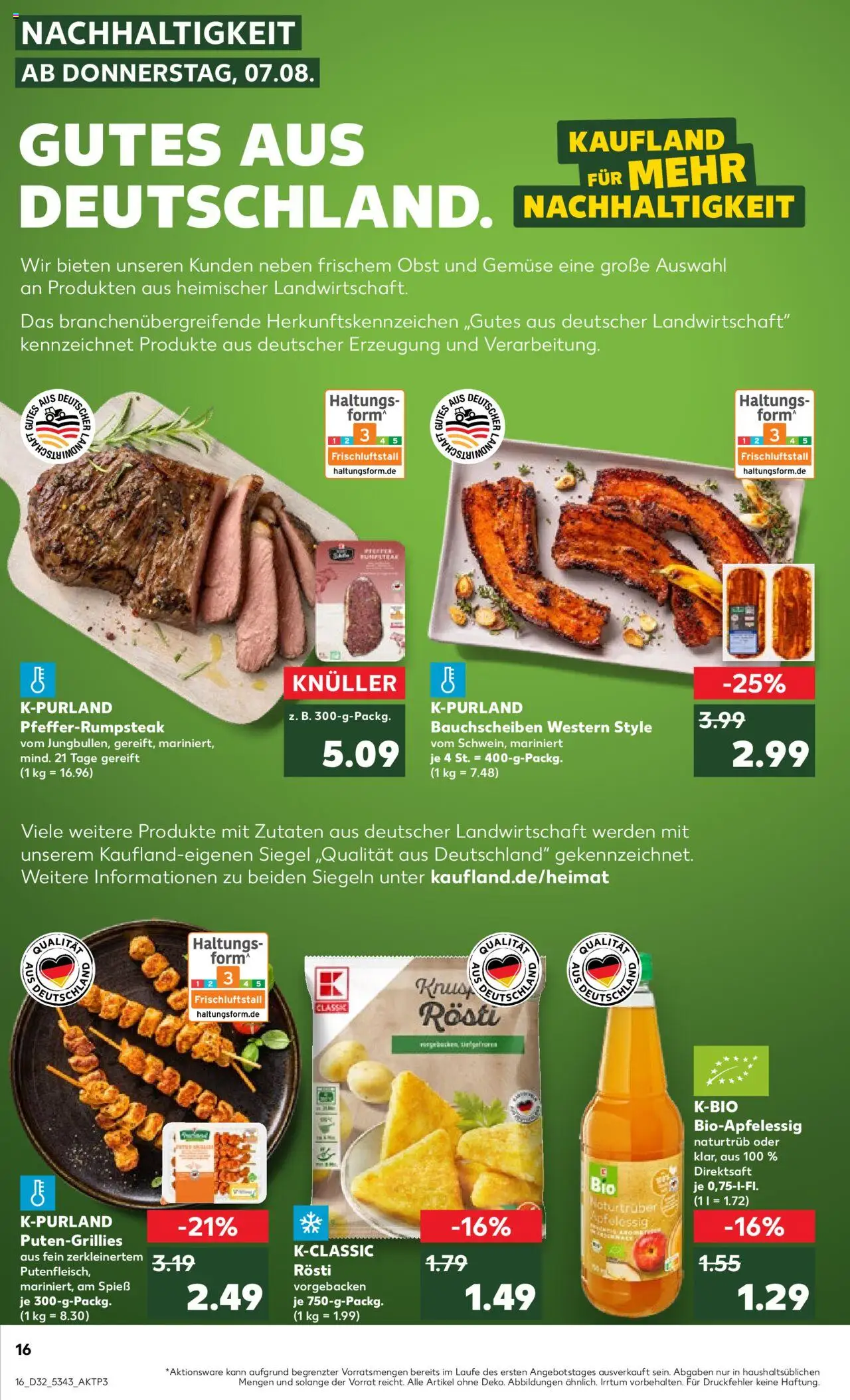 Kaufland prospekt Speyer	 - gültig ab dem 07.08.2025 | Seite: 16 | Produkte: Apple, Gemüse, Obst, Steak