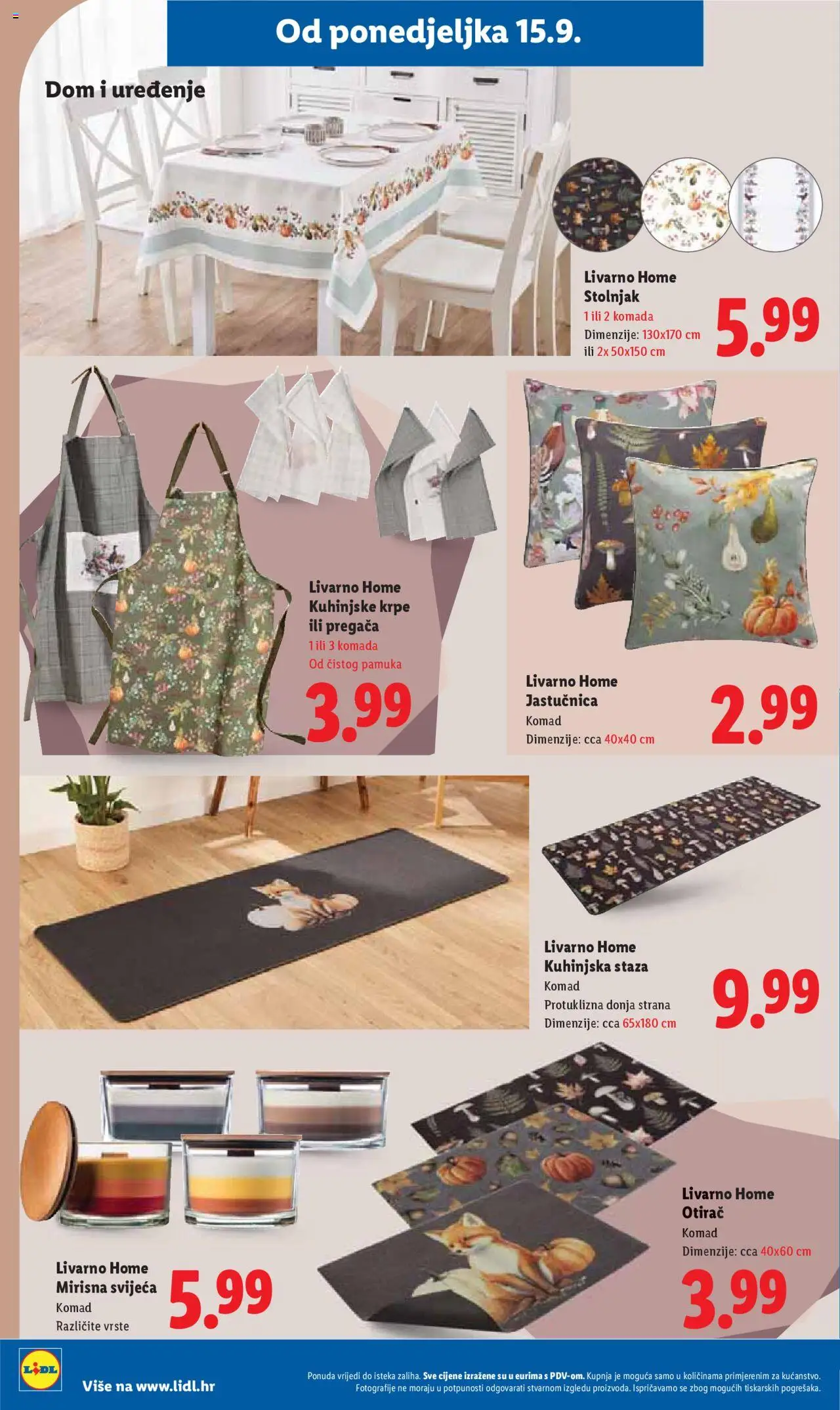Lidl katalog | vrijedi od 15.09.2025 | Stranica: 32 | Proizvodi: Otirač, Kuhinjske krpe, Stolnjak, Jastučnica