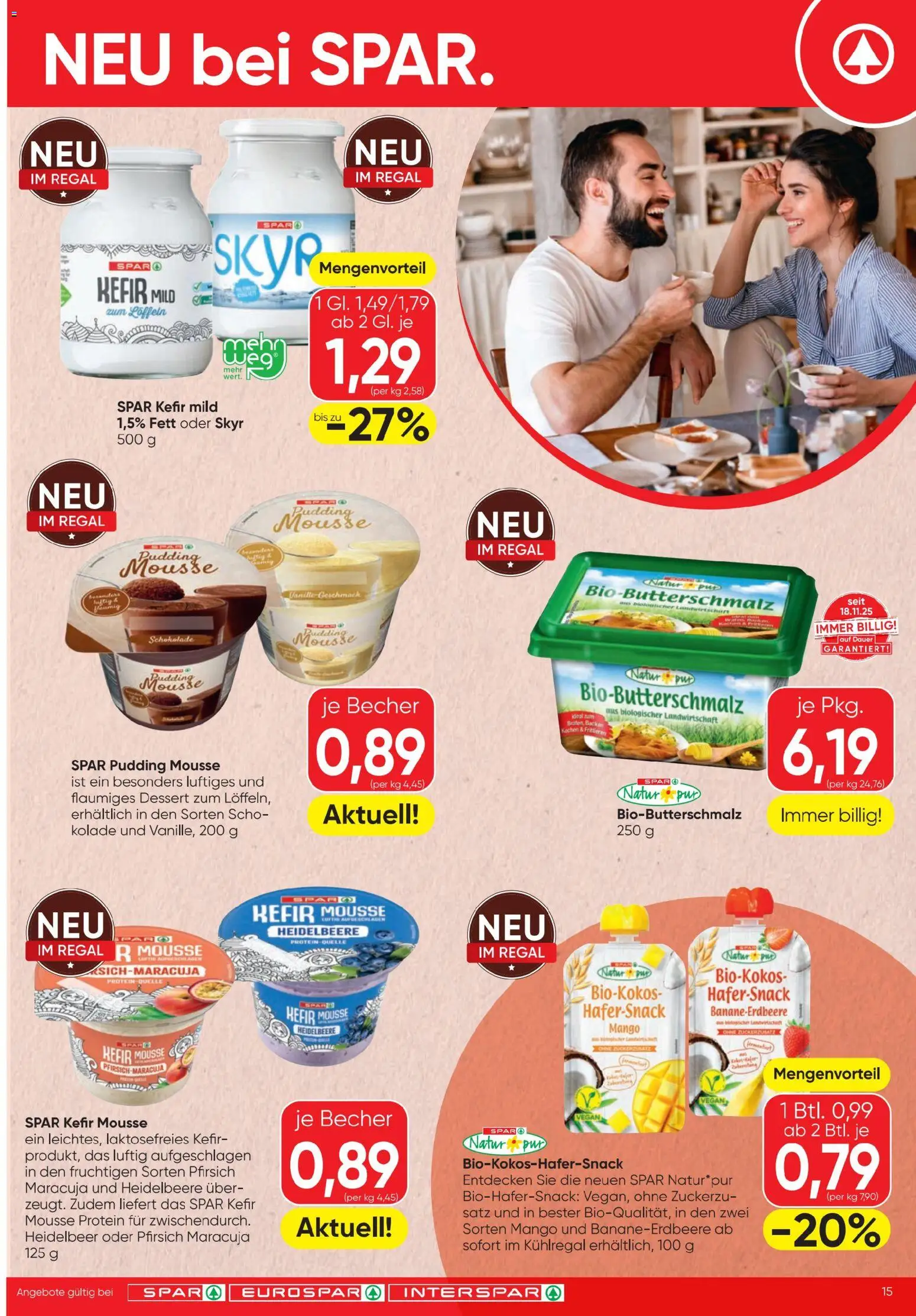 Spar Flugblatt gültig ab 22.01.2026 | Seite: 15 | Produkte: Mango, Pfirsich, Regal, Schokolade