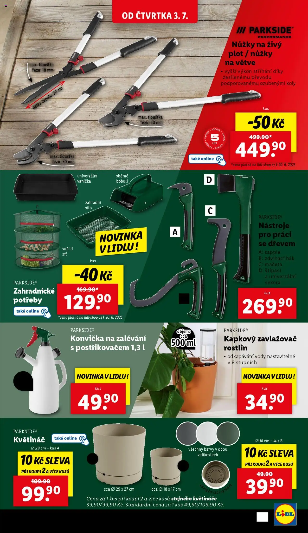 Lidl leták - Spotřební zboží od 30.06.2025 | Strana: 23 | Produkty: Sekera, Květináče, Zavlažovač, Nůžky na větve