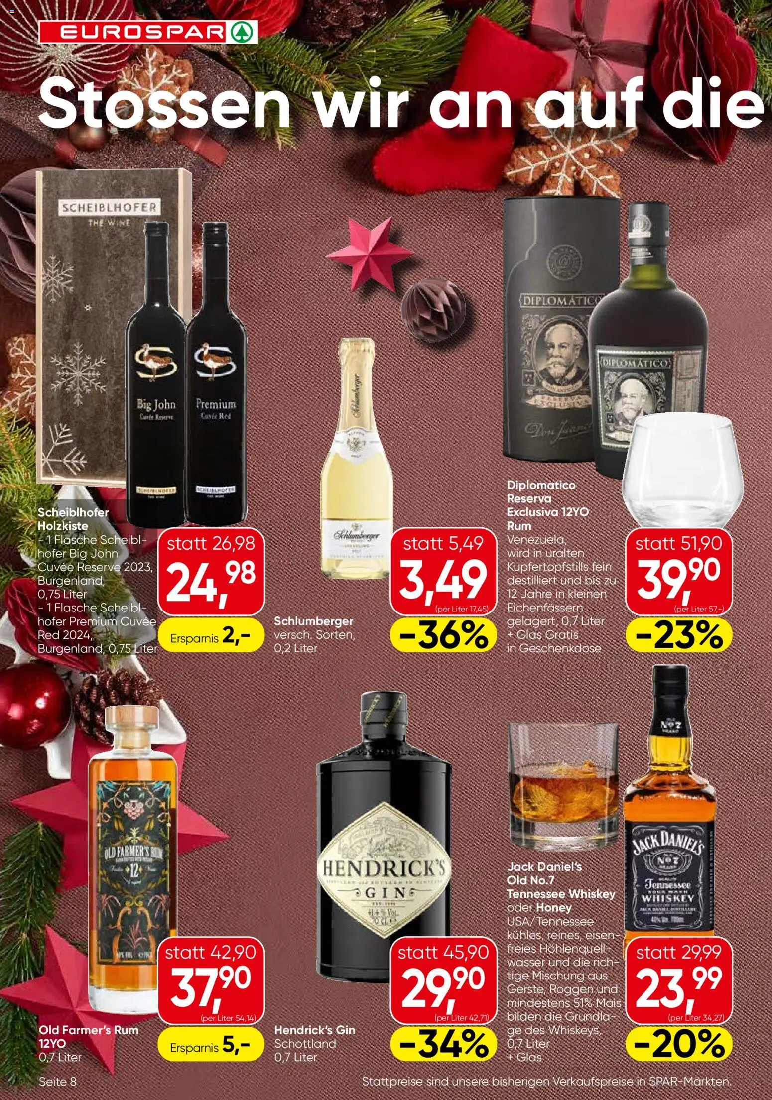 Eurospar Flugblatt - Oberösterreich gültig ab 04.12.2025 | Seite: 8 | Produkte: Gin, Whiskey, Wasser