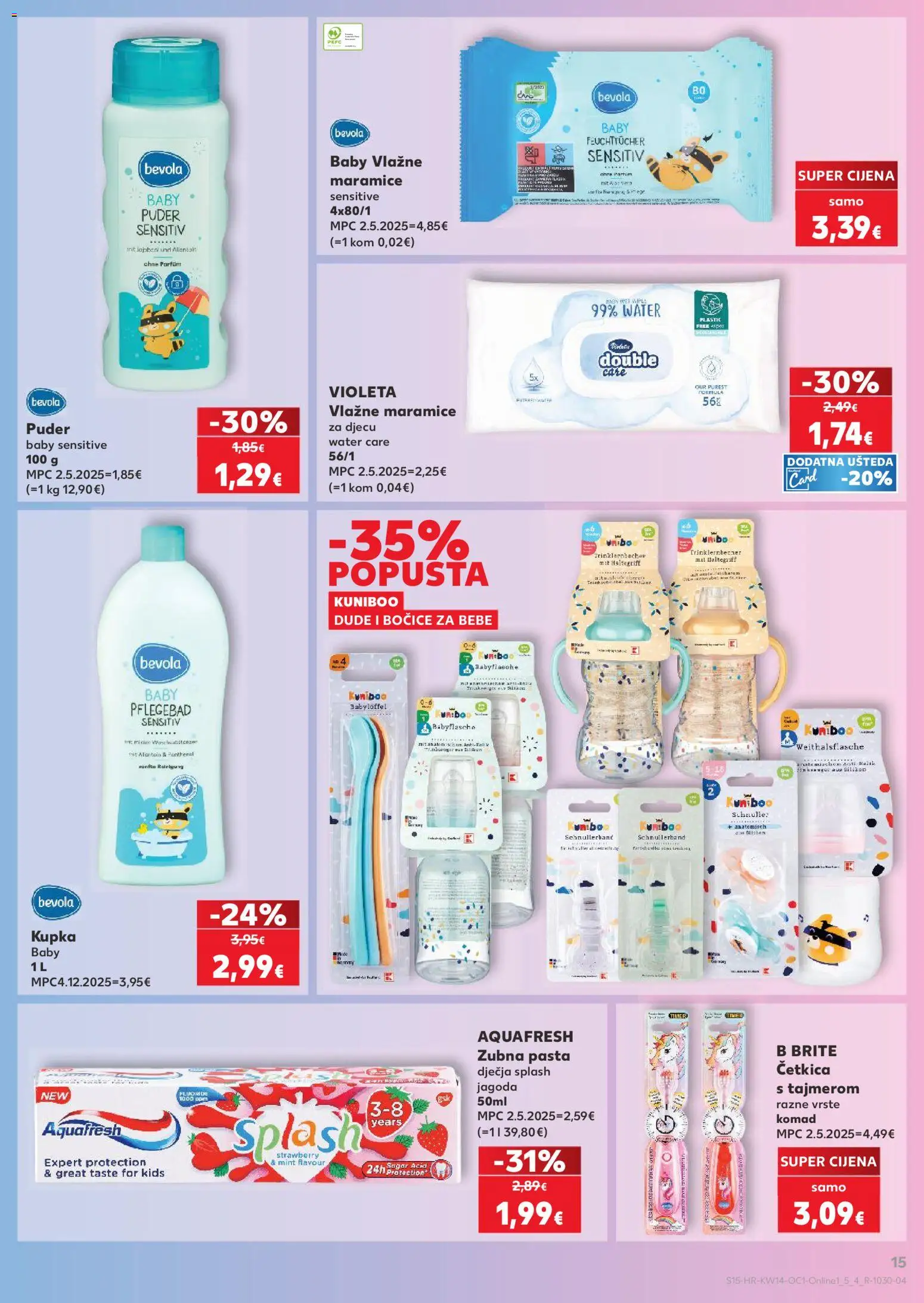 Kaufland katalog | vrijedi od 01.04.2026 | Stranica: 15 | Proizvodi: Dude, Kupka, Puder, Pasta