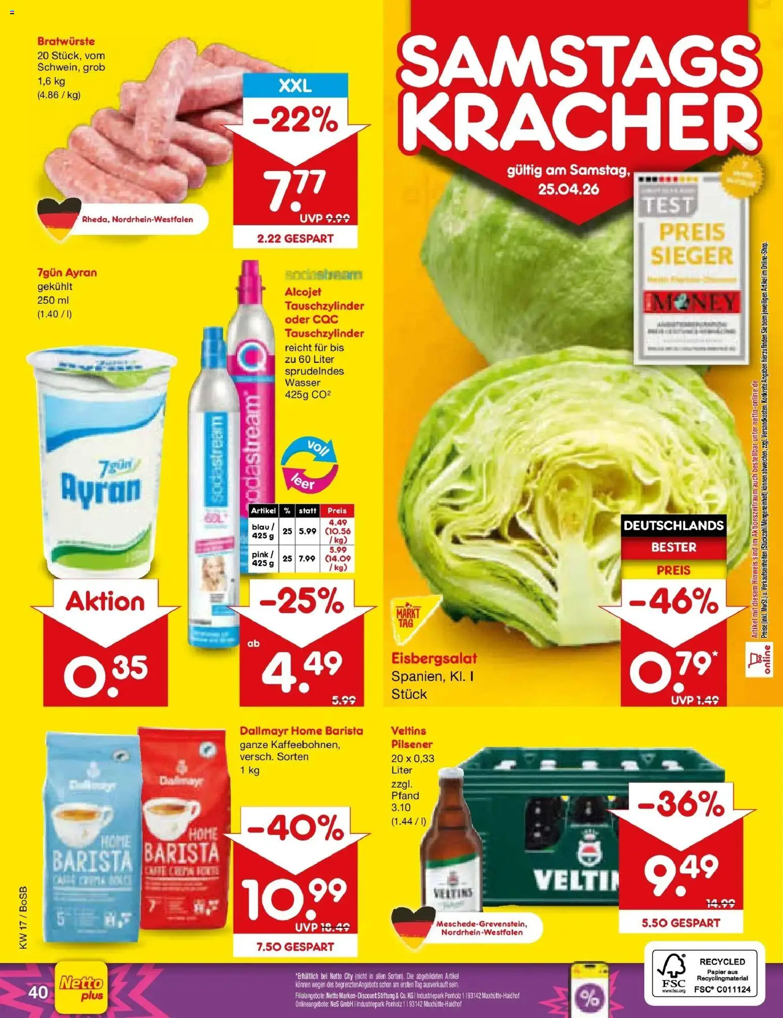 Netto Marken-Discount Prospekt Stadtlohn	 – gültig ab 20.04.2026 | Seite: 56 | Produkte: Eisbergsalat, Dallmayr, Veltins, Sodastream