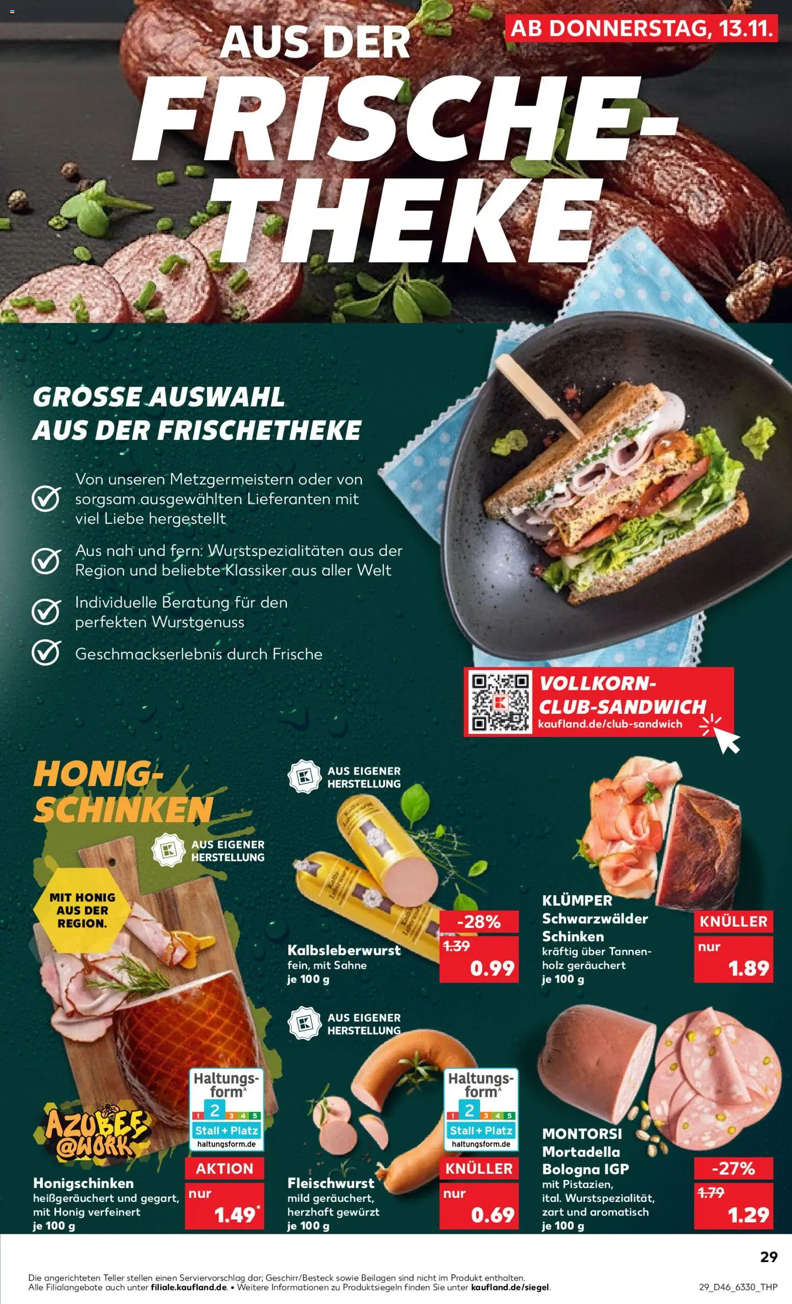Kaufland prospekt Kiel	 – gültig ab 13.11.2025 | Seite: 29 | Produkte: Theke, Schinken, Sahne