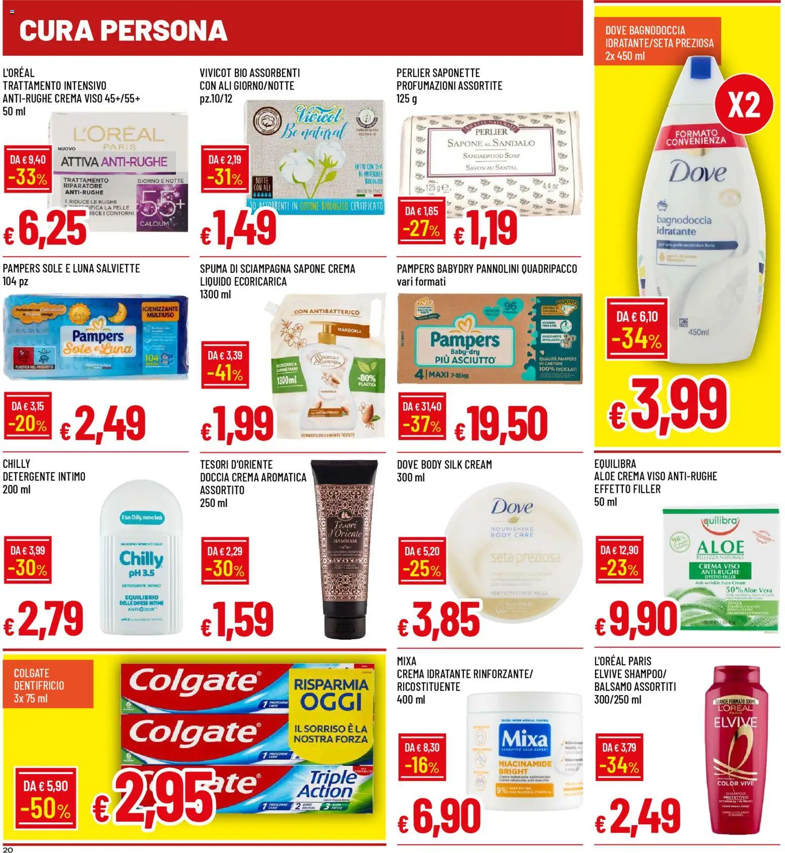 Volantino Galassia del 23.04.2026 | Pagina: 20 | Prodotti: Shampoo, Balsamo, Dentifricio, Doccia
