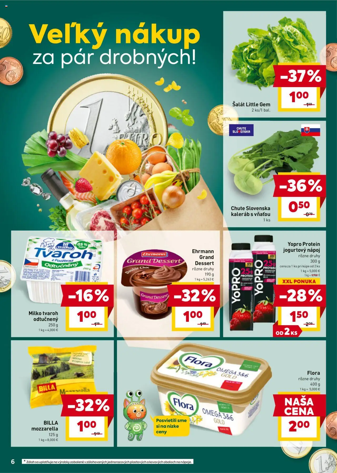 Billa leták │ platný od 27.08.2025 | Strana: 6 | Produkty: Mozzarella, Protein, Šalát, Flora
