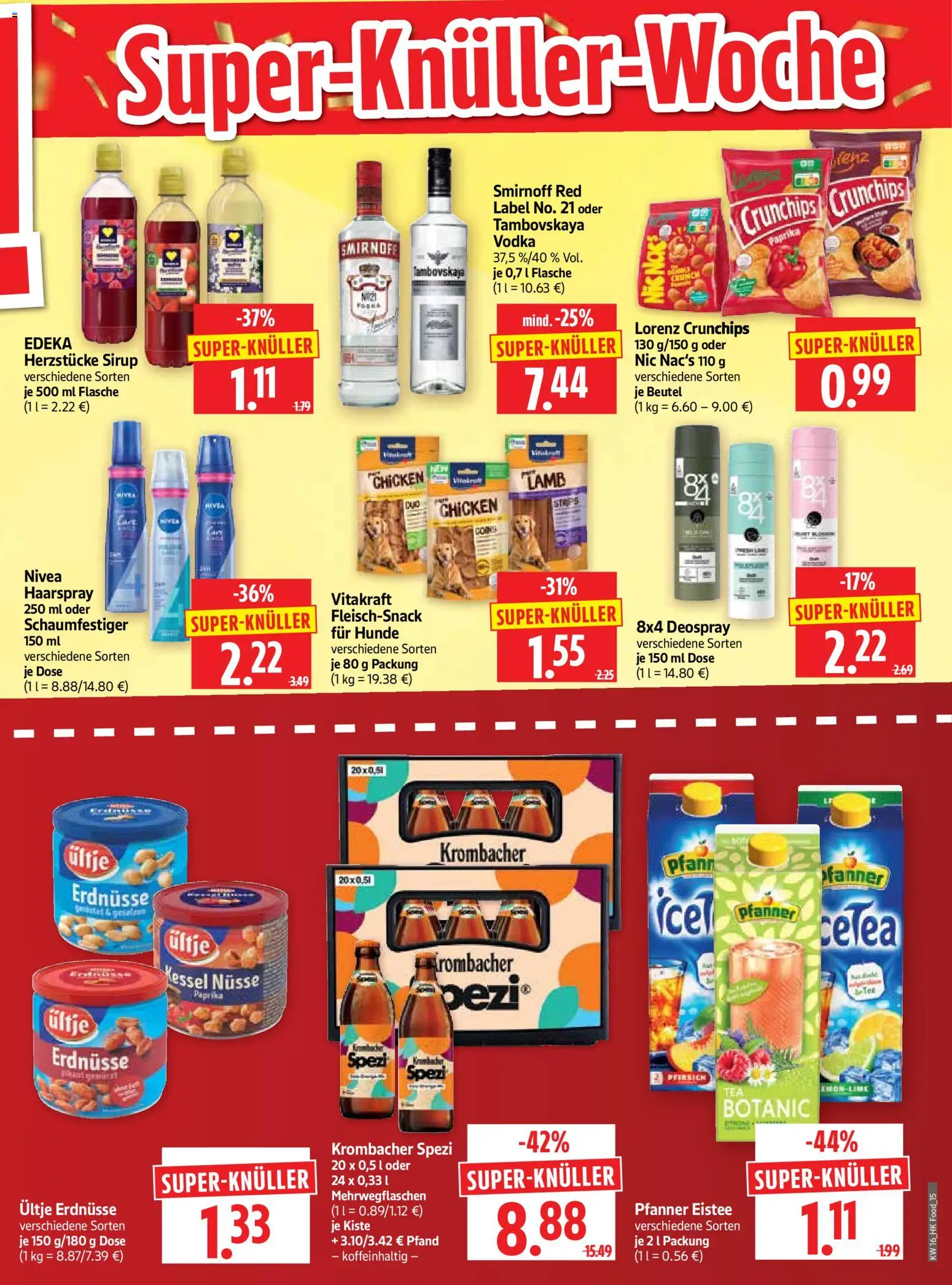 HERKULES Prospekt 	 – gültig ab 13.04.2026 | Seite: 15 | Produkte: Ultje erdnusse, Haarspray, Deospray, Vodka