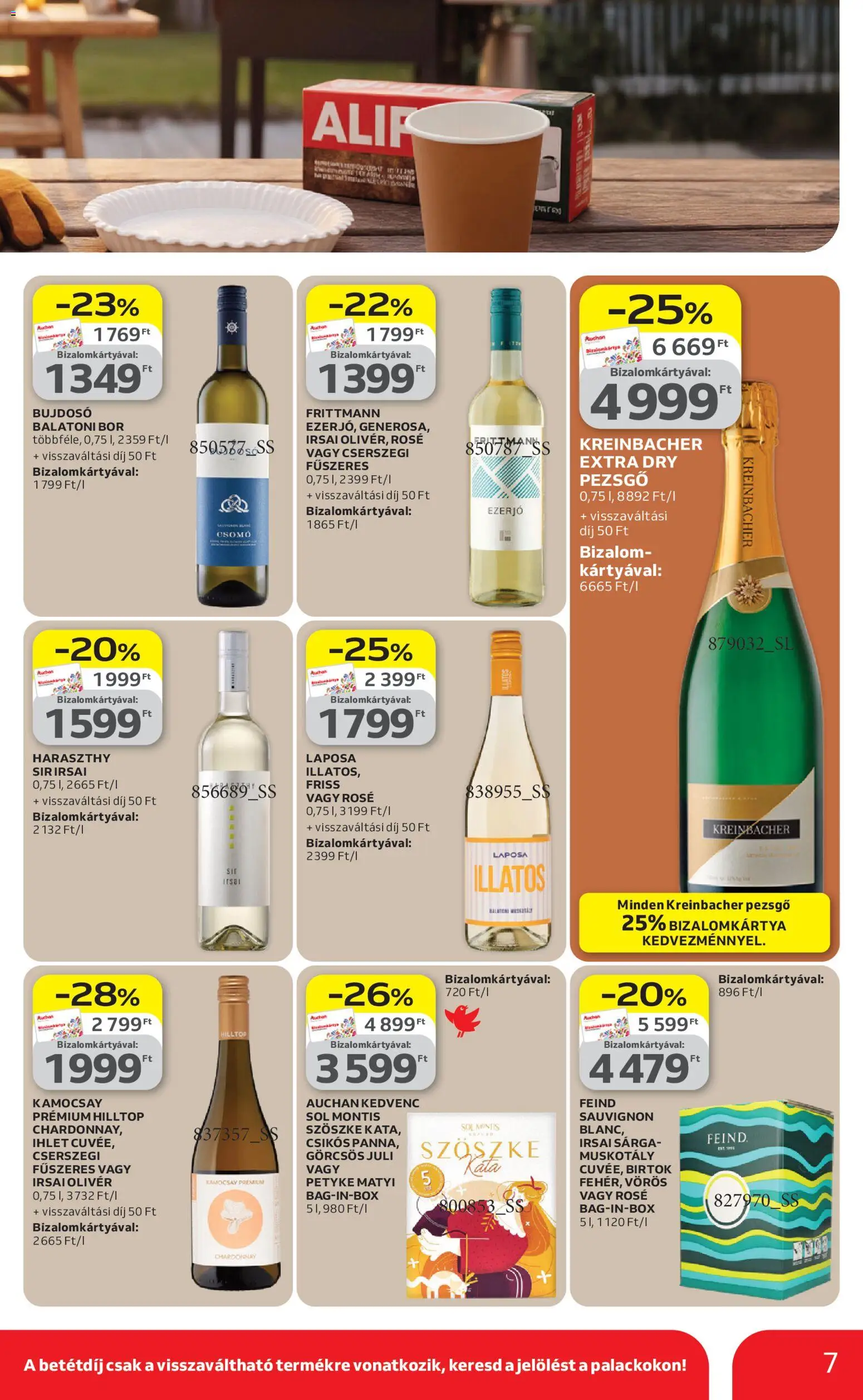 Auchan akciós ujság - amely érvényes a következő dátumtól: 09.04.2026 | Oldal: 7 | Termékek: Pezsgő, Bor