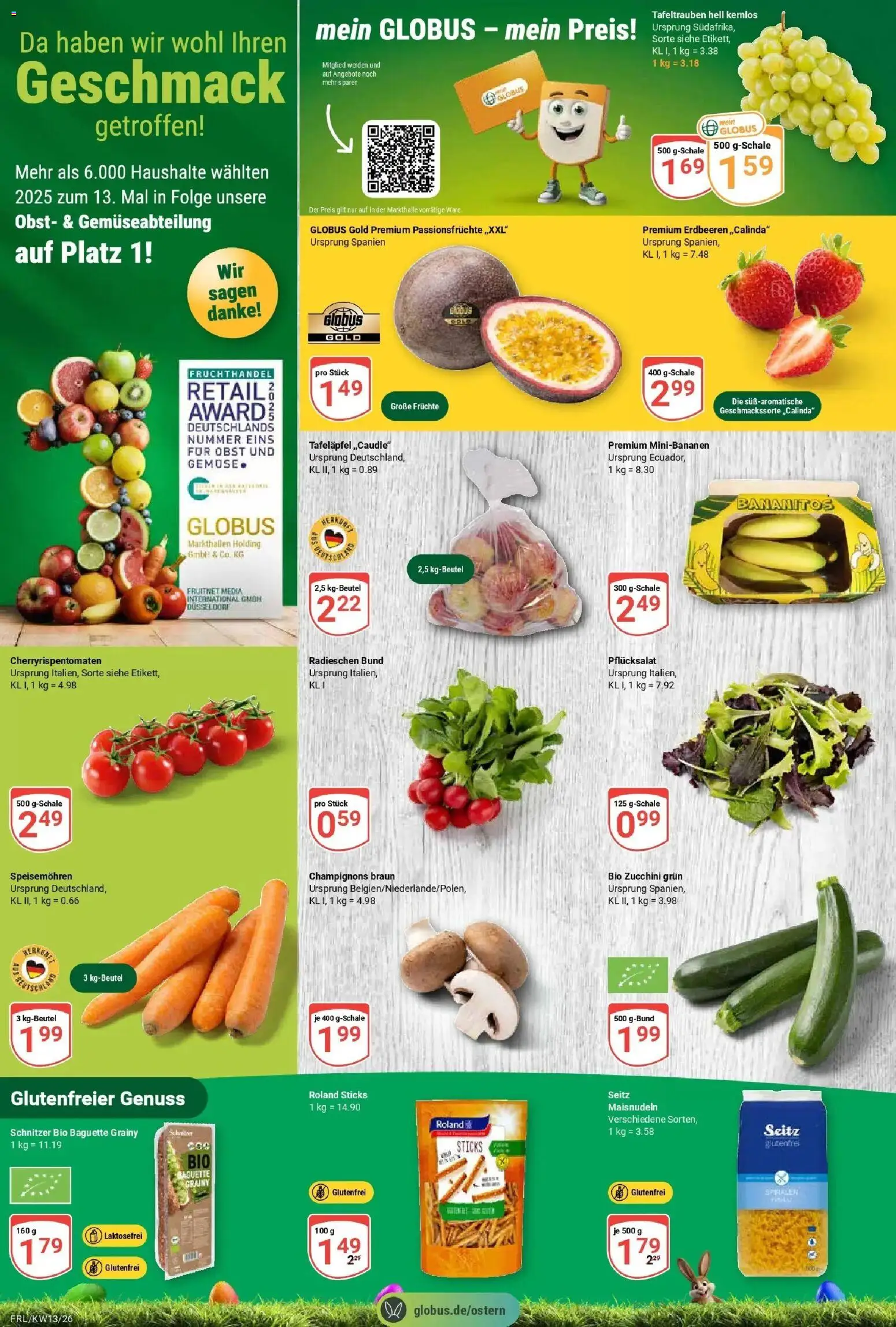 Globus prospekt Freilassing	 – gültig ab 23.03.2026 | Seite: 6 | Produkte: Baguette, Champignons, Zucchini, Erdbeeren
