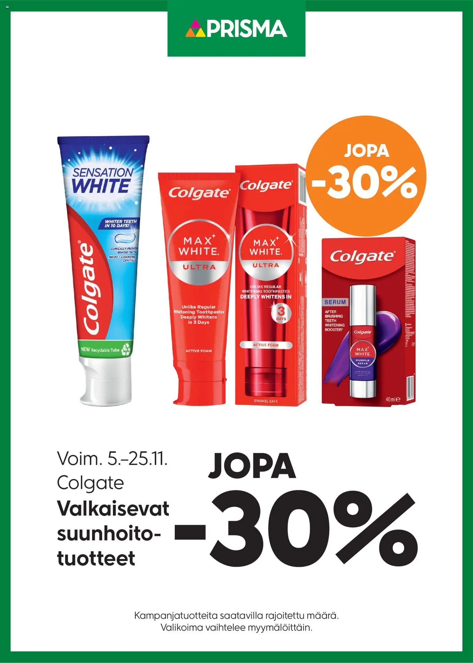 Prisma tarjoukset Colgate – voimassa 05.11.2025 alkaen | Sivu: 1