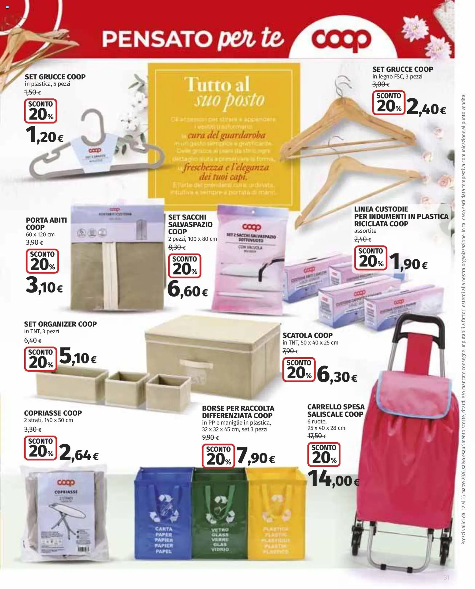 Volantino Ipercoop del 12.03.2026 | Pagina: 31 | Prodotti: Guardaroba, Carrello, Data, Scatola