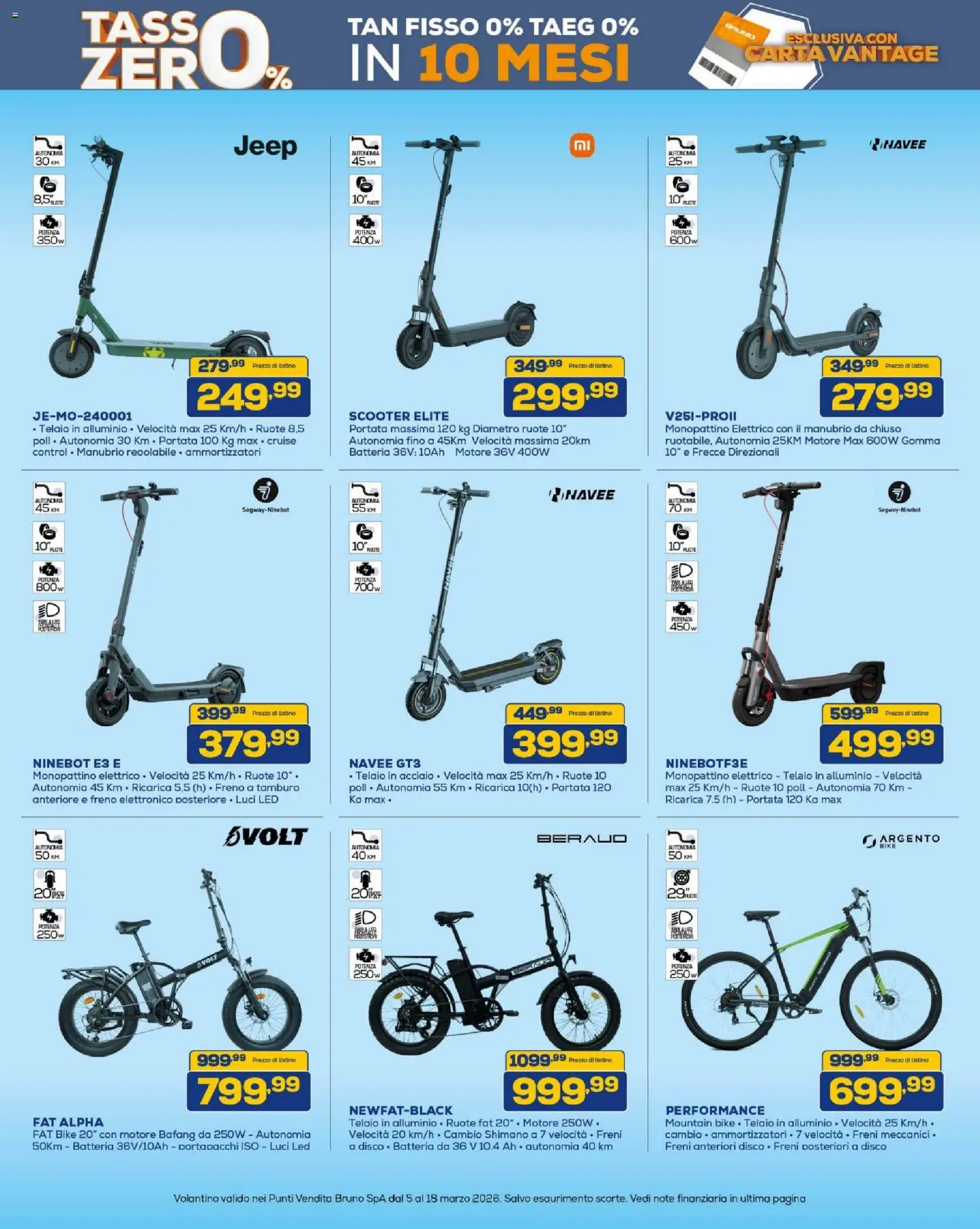 Volantino BRUNO del 05.03.2026 | Pagina: 25 | Prodotti: Monopattino, Disco, Alluminio, Monopattino elettrico