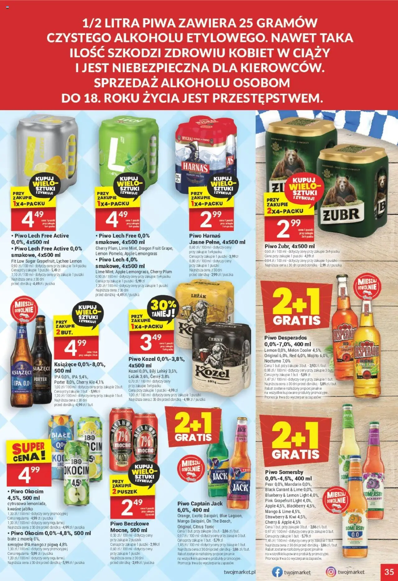 Twój Market Gazetka od 22.10.2025 | Strona: 35 | Produkty: Mango, Piwo Somersby, Piwo Desperados, Kiwi