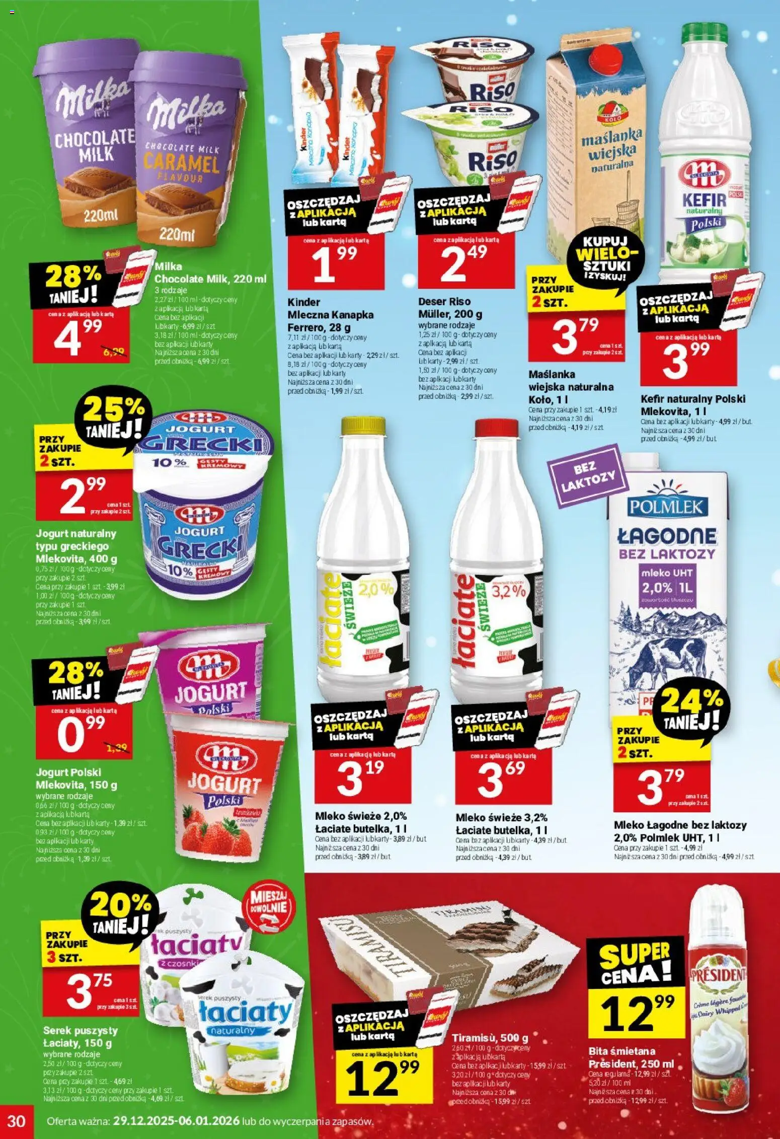 Twój Market Gazetka od 29.12.2025 | Strona: 30 | Produkty: Karta, Bez laktozy, Tiramisu, Śmietana