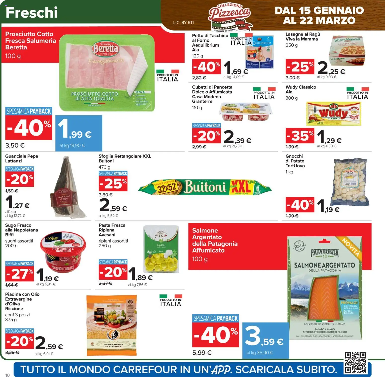 Volantino Carrefour del 17.02.2026 | Pagina: 10 | Prodotti: Prosciutto, Pasta, Piadina, Forno