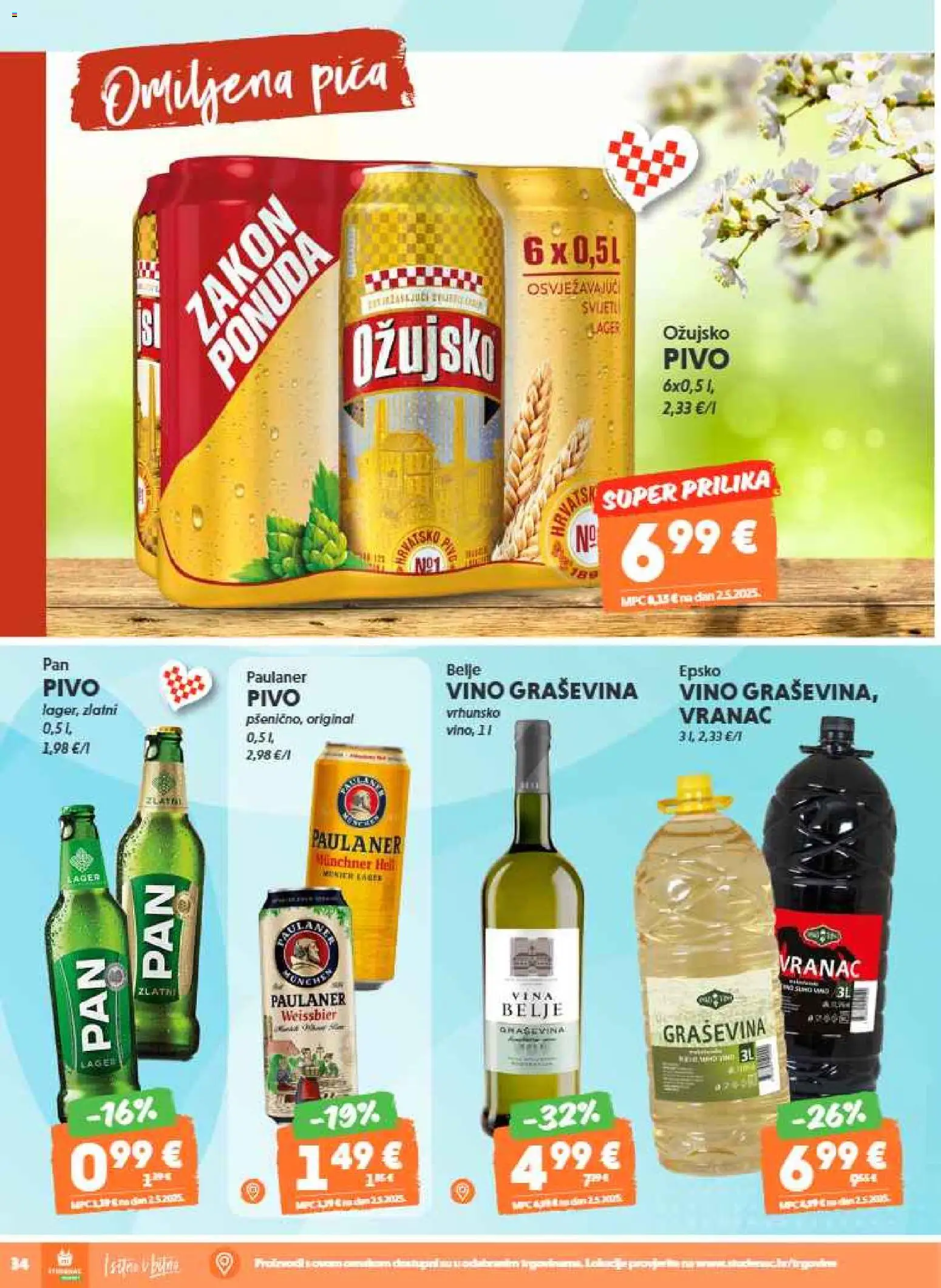 Studenac katalog | vrijedi od 01.04.2026 | Stranica: 34 | Proizvodi: Pica, Vino, Pivo, Ožujsko