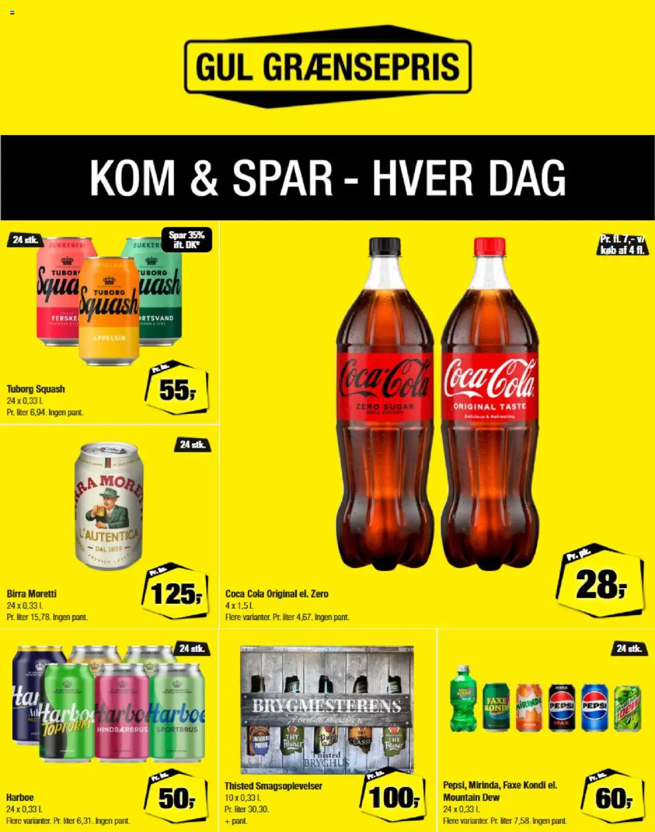 Calle Tilbudsavis gyldig fra 20.08.2025 | Side: 1 | Produkter: Coca Cola, Faxe Kondi, Cola, Tuborg Squash