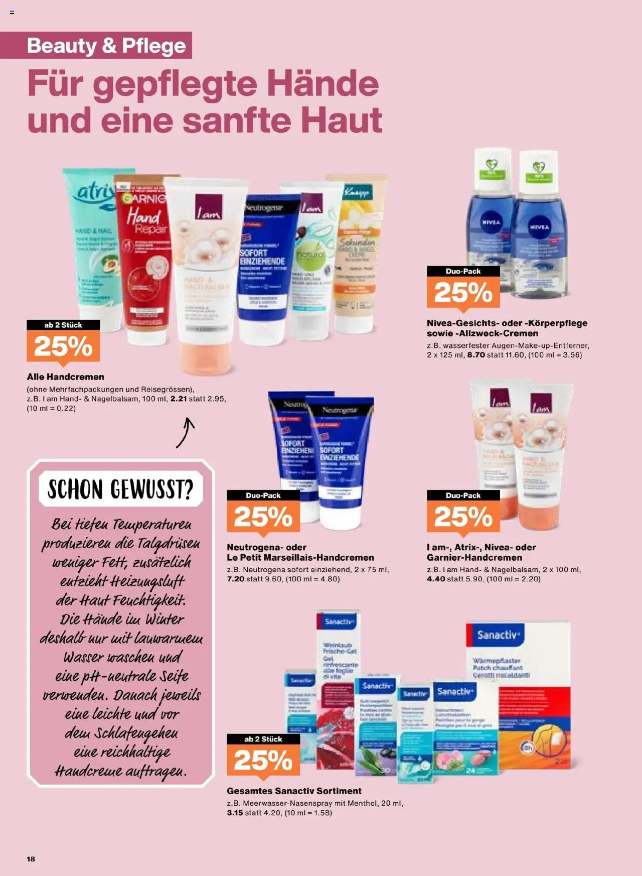 Migros Aktionen – gültig ab 07.10.2025 | Seite: 18 | Produkte: Handcreme, Seife, Wasser