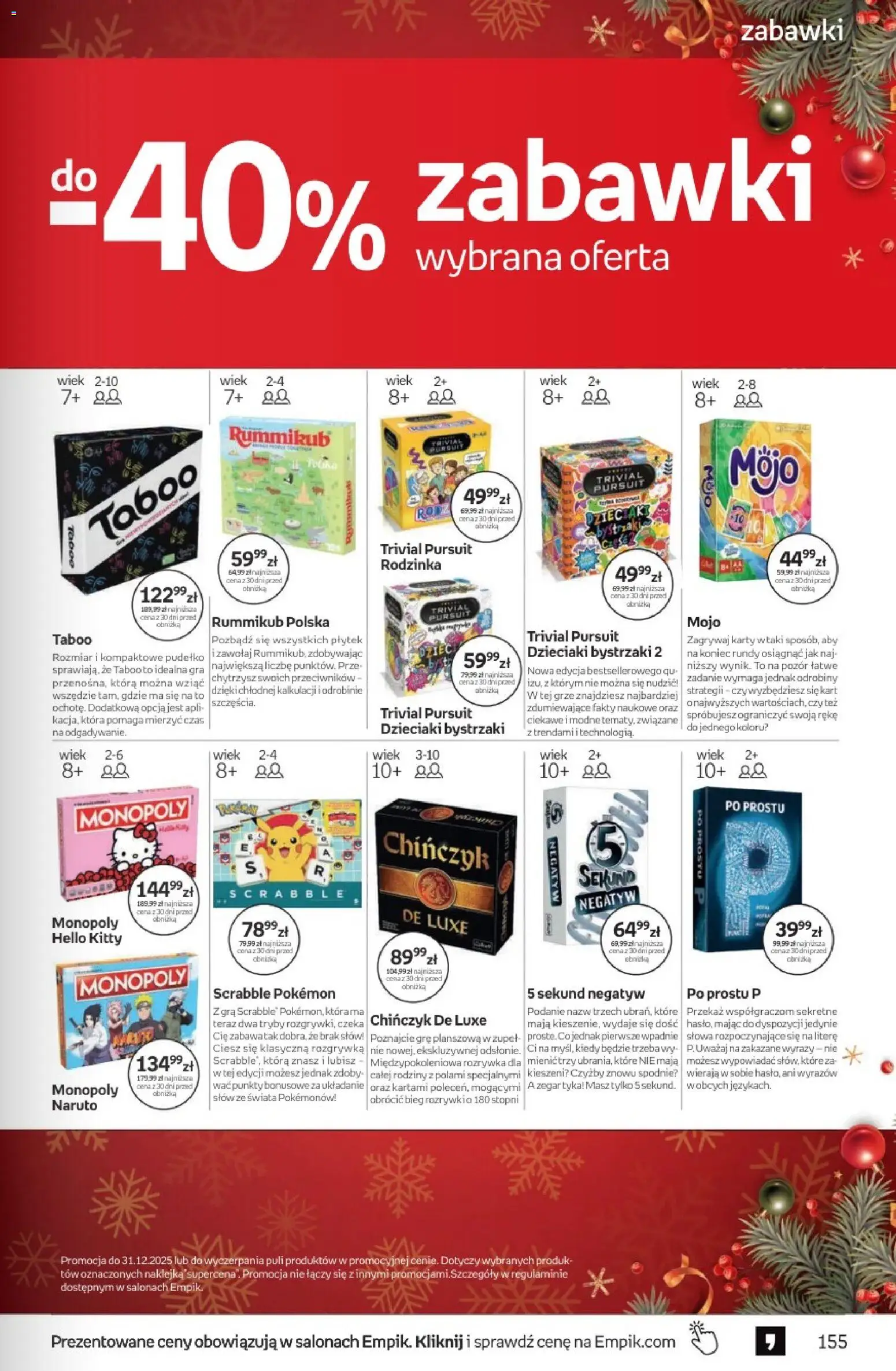 Empik promocje - Tom kultury Zabawki od 10.12.2025 | Strona: 31 | Produkty: Spodnie, Gra, Zegar, Pudełko