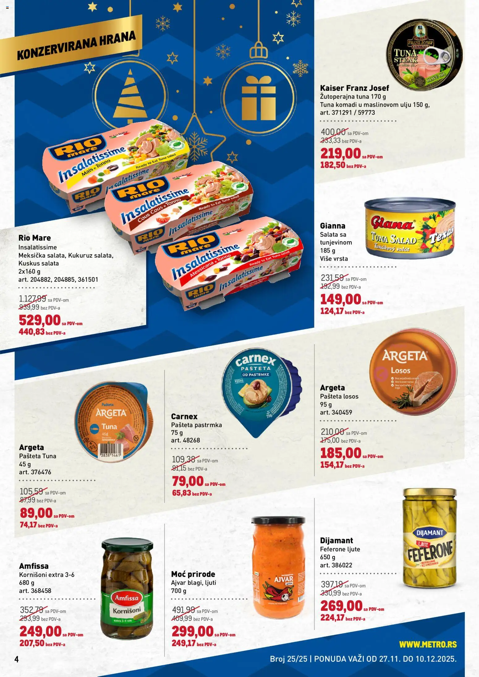 Metro katalog - važi od 27.11.2025 | Strana: 4 | Proizvode: Tuna steak, So, Losos, Pašteta