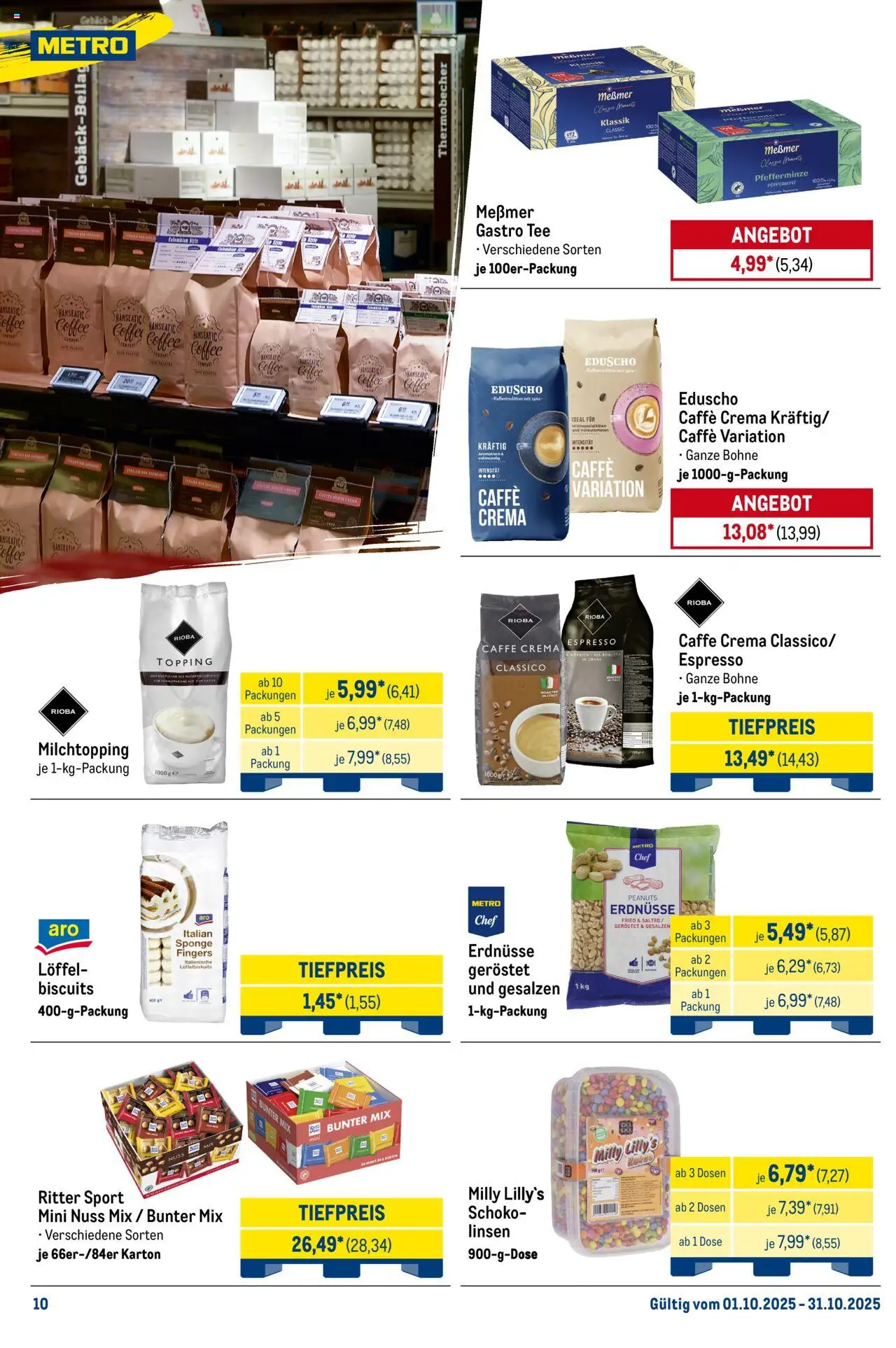 Metro Monats-Menü – gültig ab 01.10.2025 | Seite: 10 | Produkte: Erdnüsse, Messmer, Ritter sport, Tee