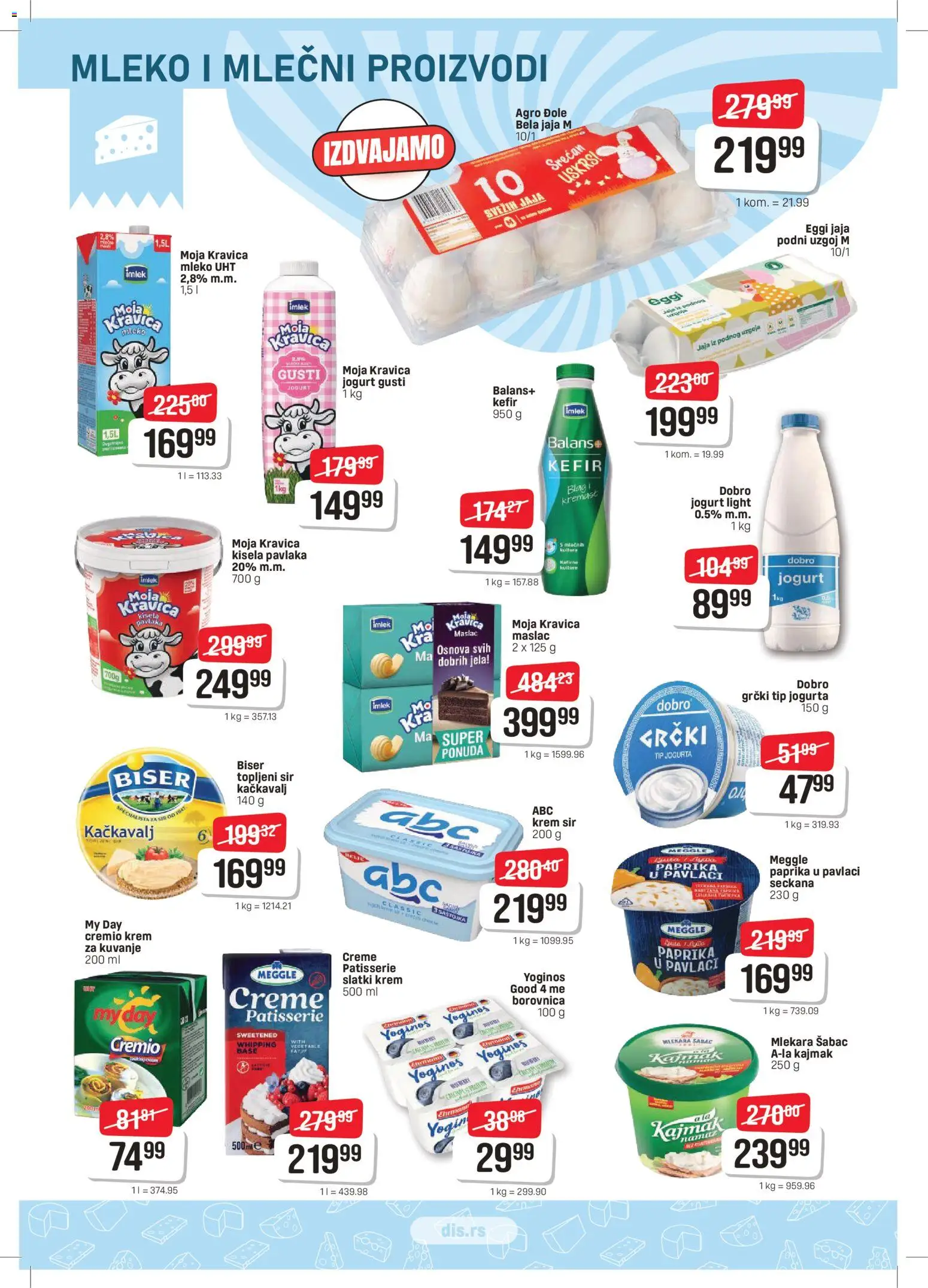 Super DIS katalog - važi od 26.03.2026 | Strana: 4 | Proizvode: Moja kravica, Sir, Topljeni sir, Kajmak