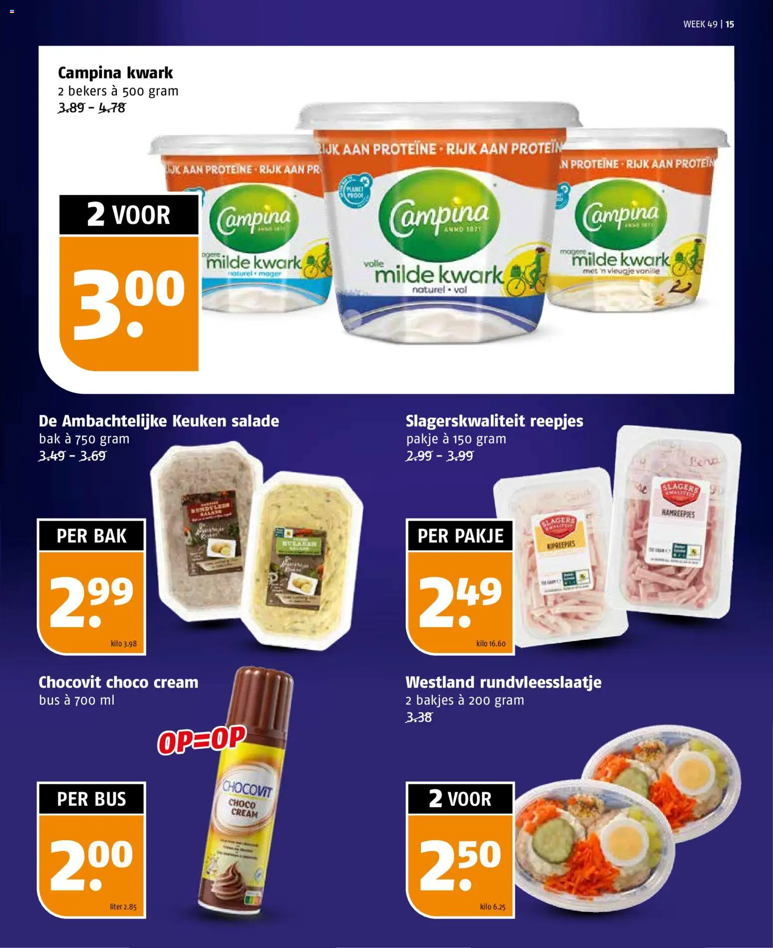 {H1} | Pagina: 15 | Producten: Kwark, Salade, Pavilon