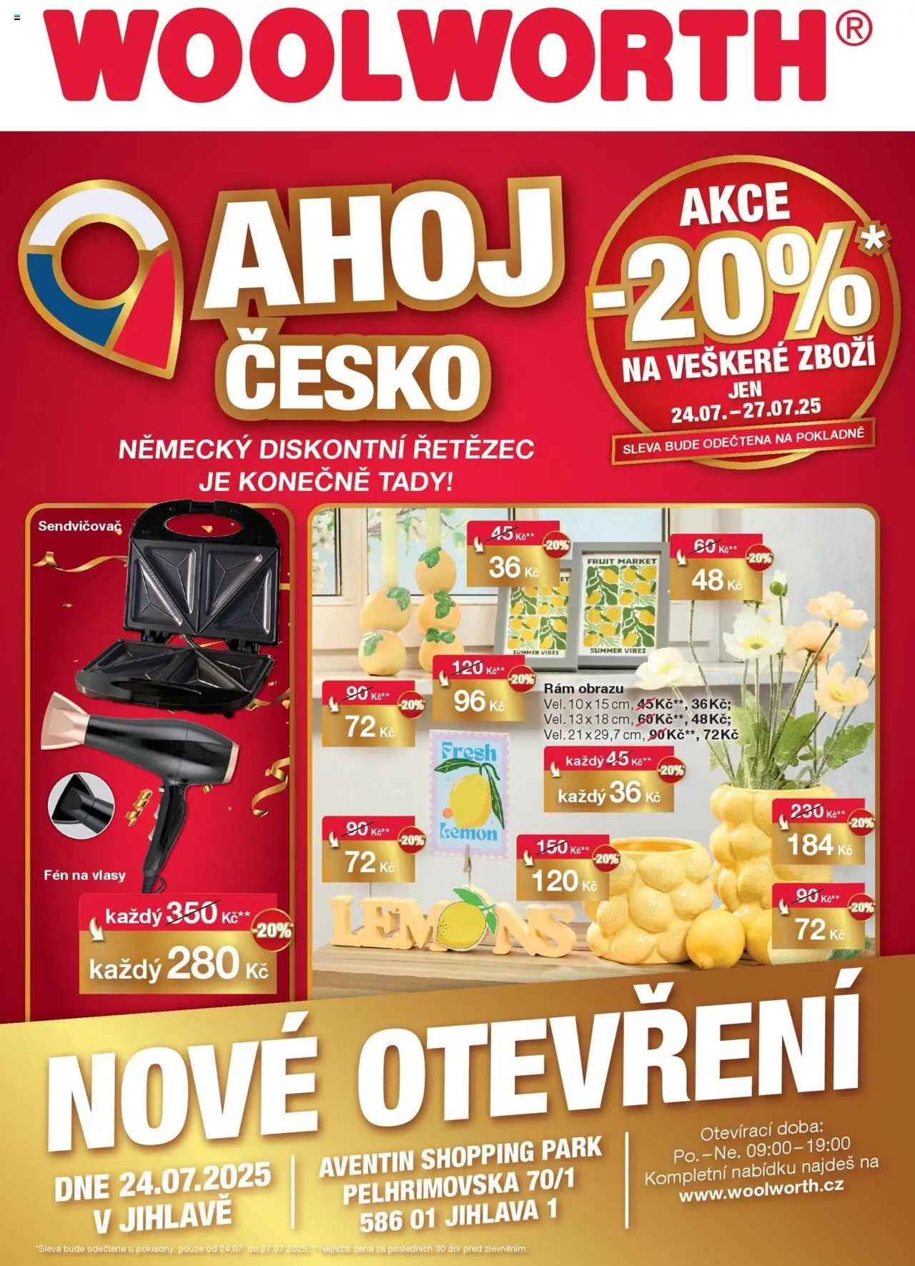 Woolworth leták - Jihlava od 24.07.2025 - akční nabídka | Strana: 1 | Produkty: Fén na vlasy, Fén, Sendvičovač
