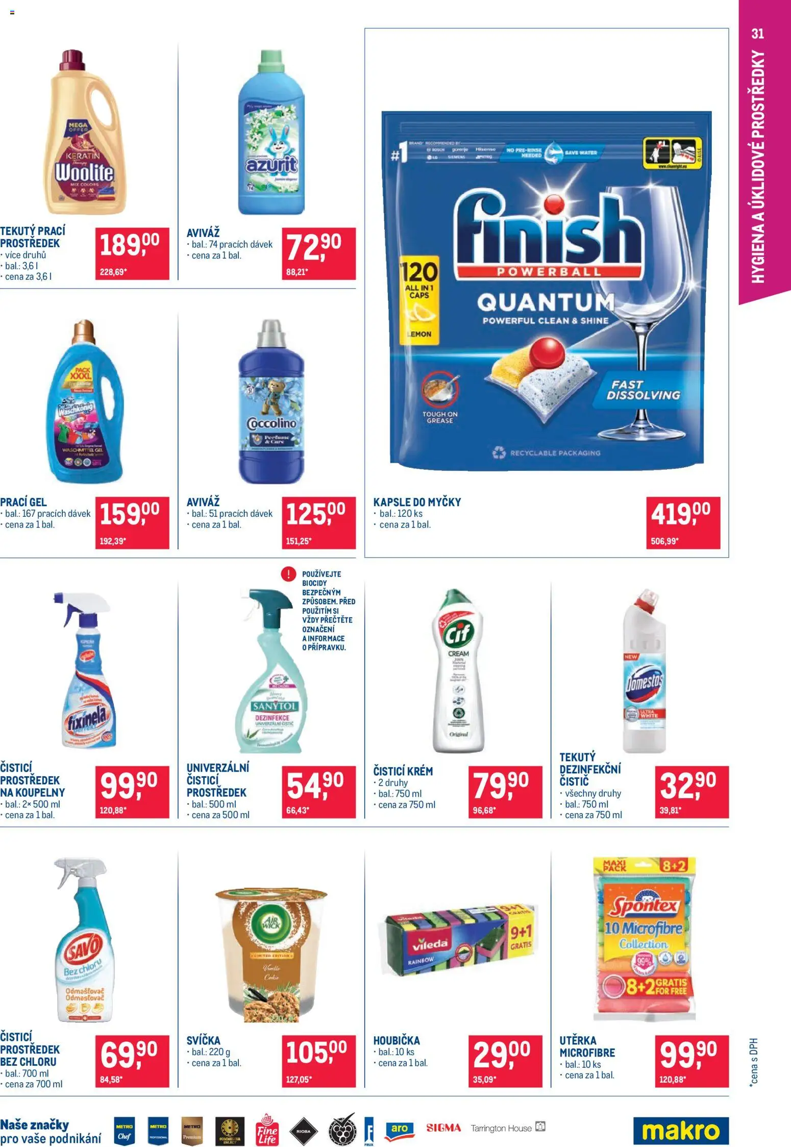 Makro leták - Pro milovníky jídla od 19.11.2025 | Strana: 31 | Produkty: Prací gel, Prací prostředek, Houbička, Sanytol