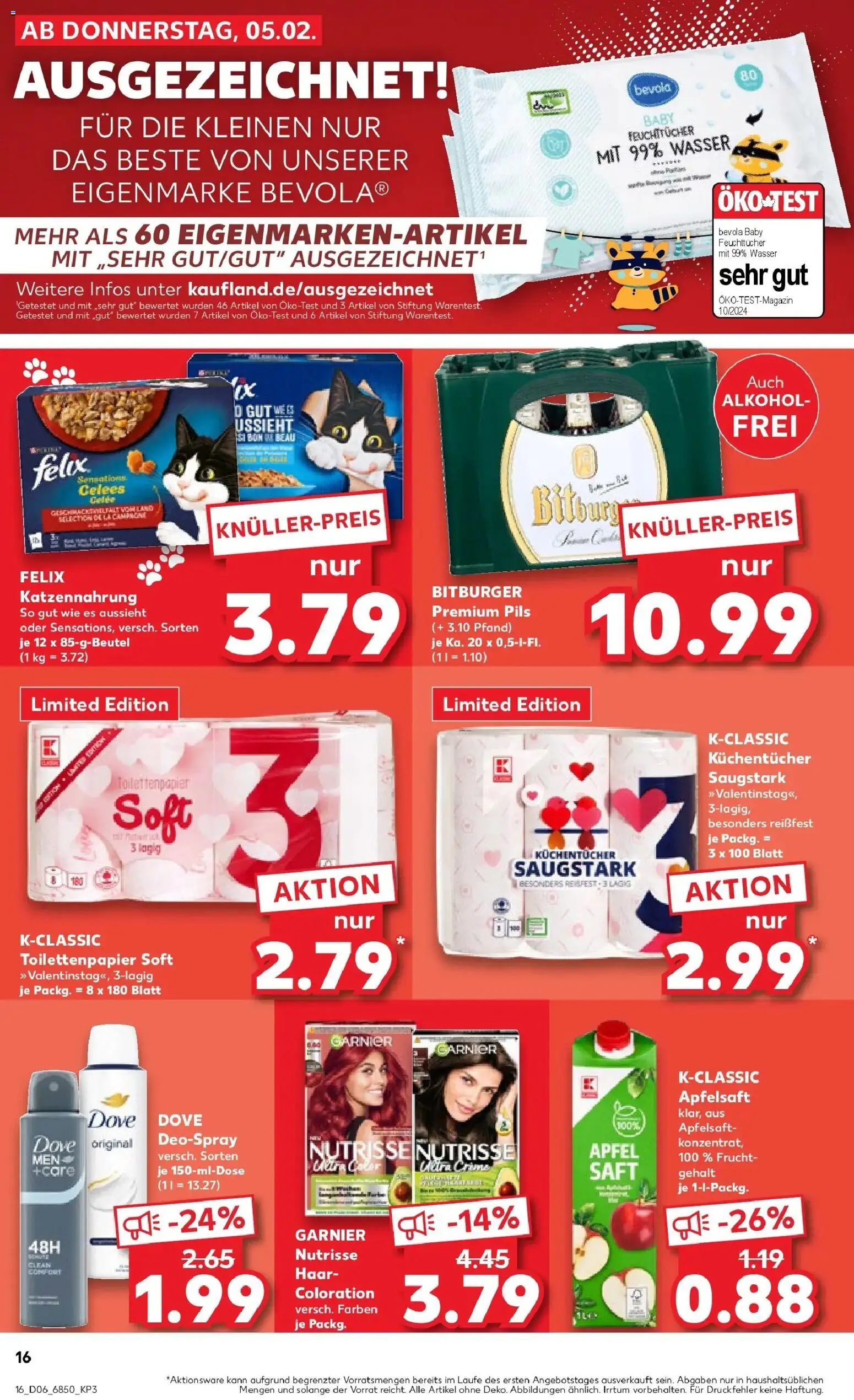 Kaufland prospekt Pocking	 – gültig ab 09.02.2026 | Seite: 16 | Produkte: Bitburger, Pils, Apple, Deospray