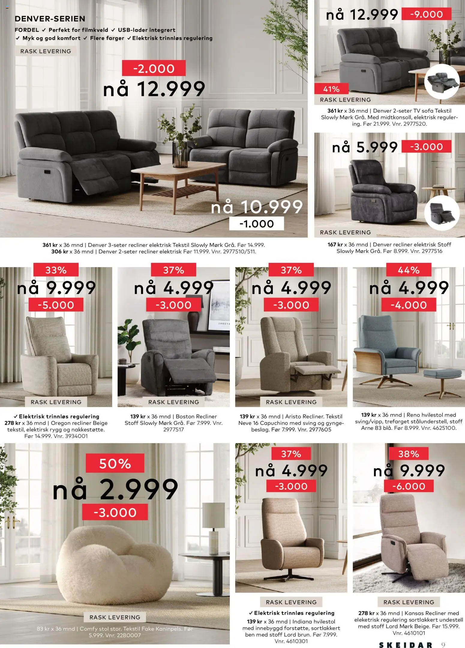 {H1} | Side: 9 | Produkter: Tv, Hvilestol, Sofa, Stol