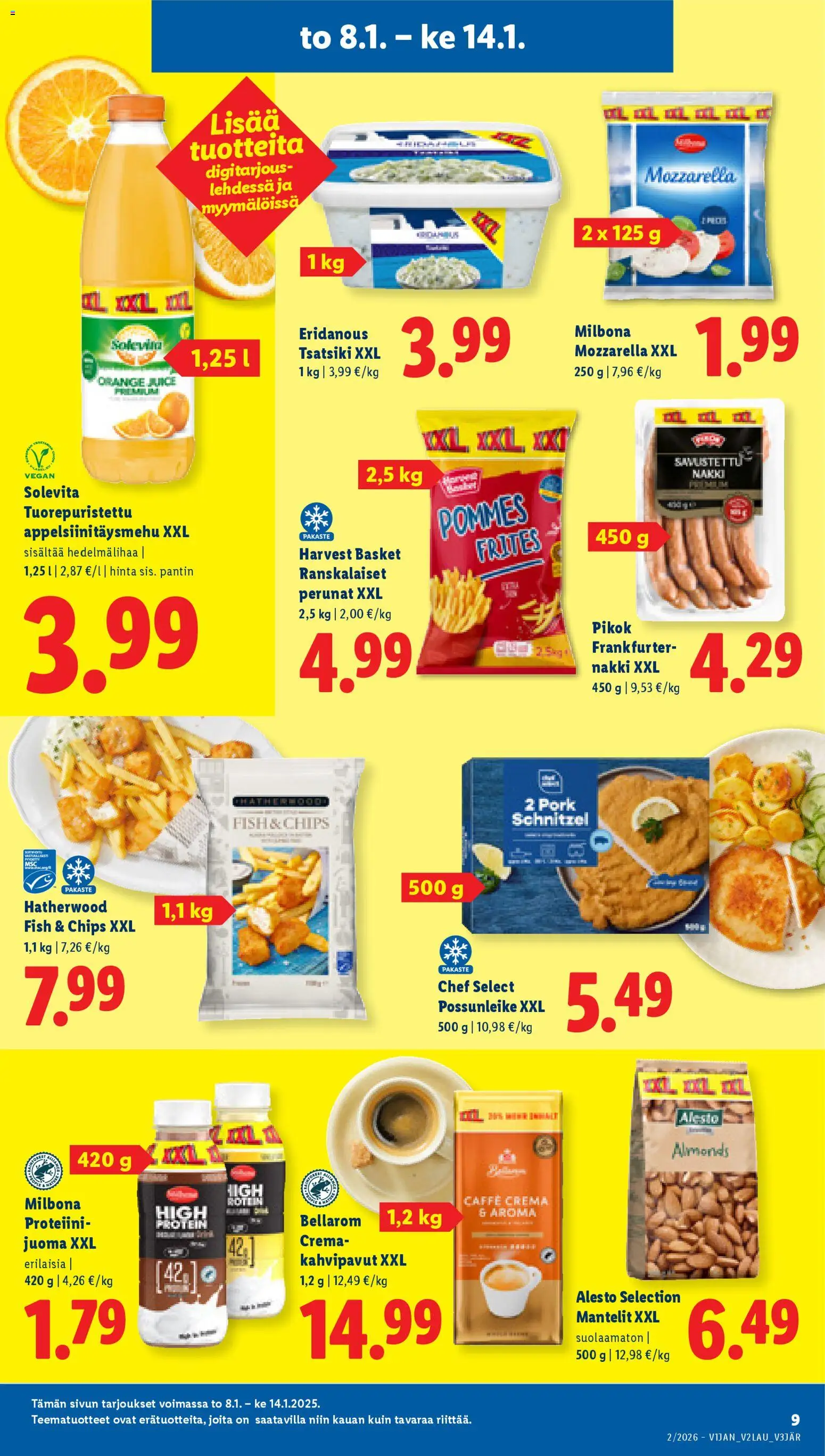 Lidl tarjoukset - Tampere – voimassa 08.01.2026 alkaen | Sivu: 9 | Tuotteet: Mantelit, Mozzarella, Kahvipavut