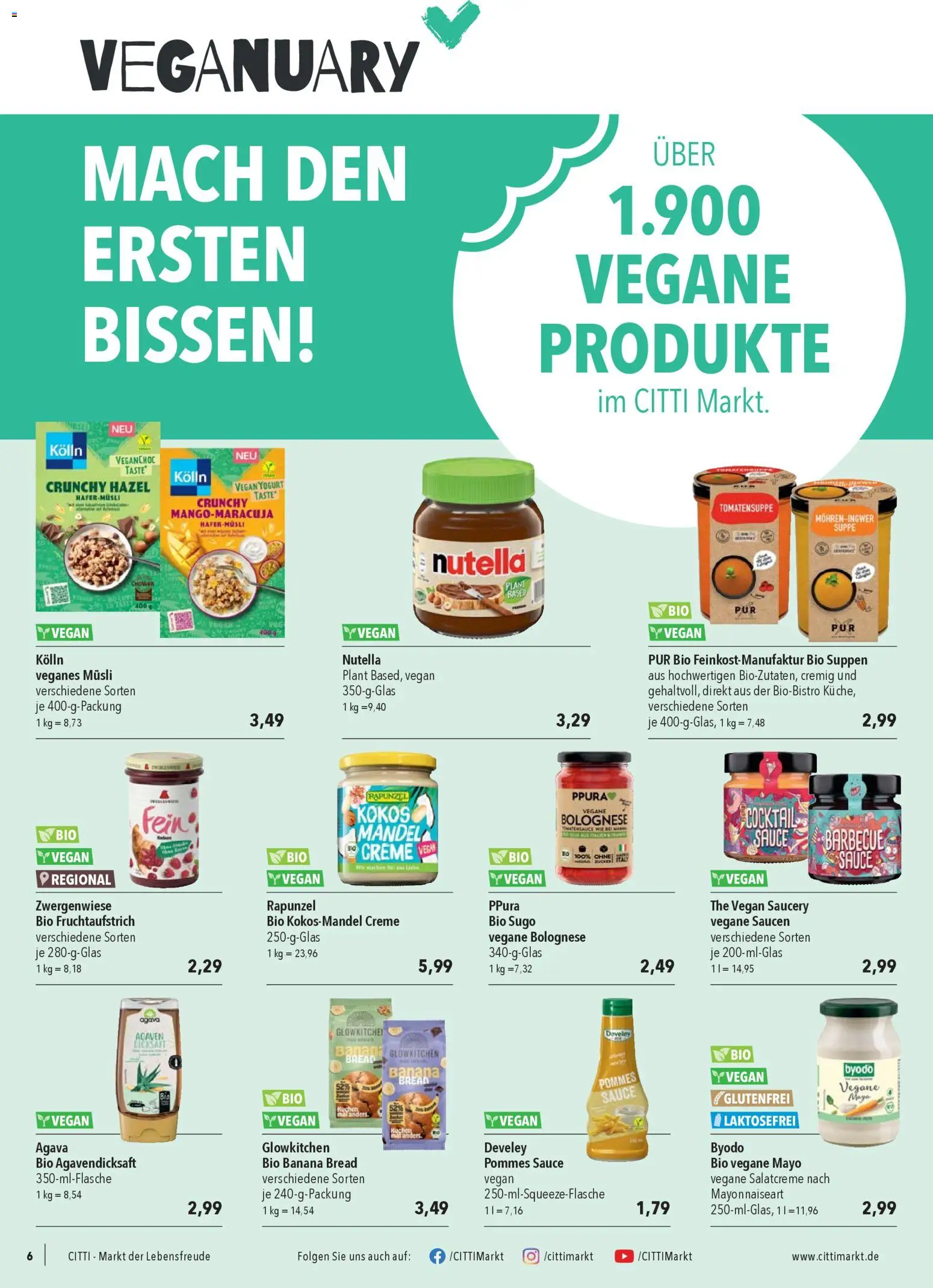 CITTI Markt - Spezialernährung – gültig ab 07.01.2026 | Seite: 6 | Produkte: Musli, Creme, Mohren, Nutella