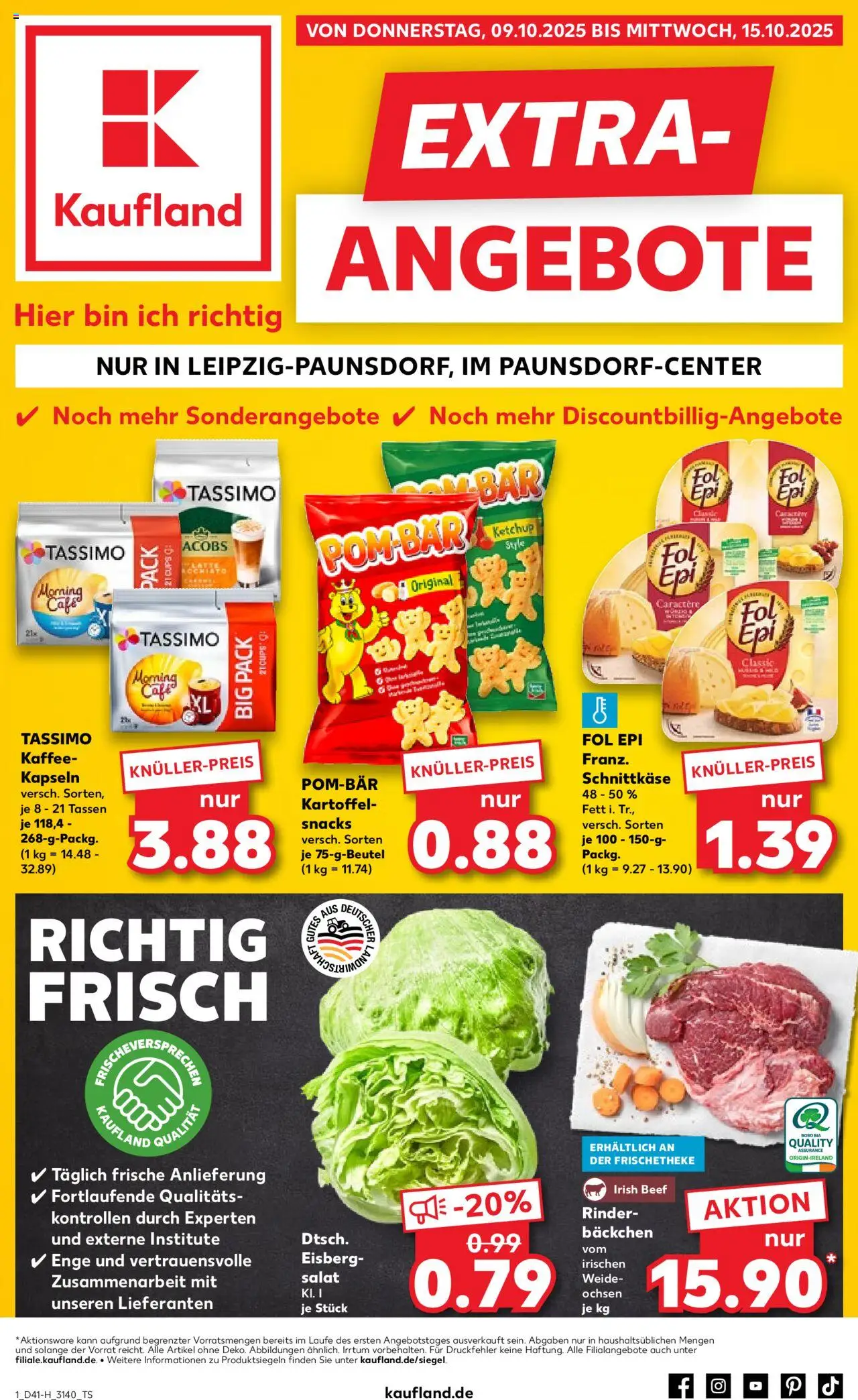 Kaufland prospekt Leipzig	 – gültig ab 09.10.2025 | Seite: 1 | Produkte: Kaffee, POM-BÄR, Tassimo, Salat