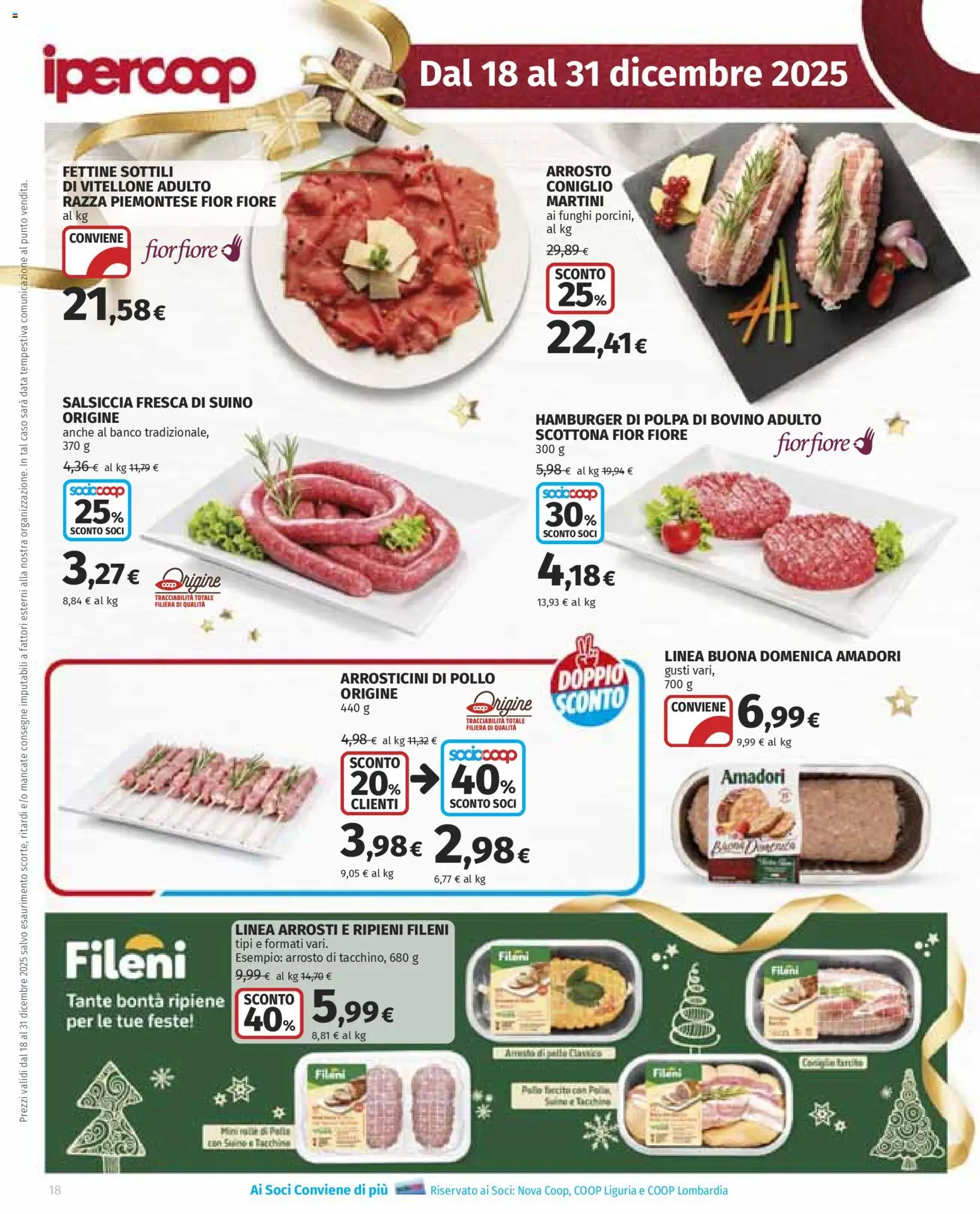 Volantino Ipercoop del 18.12.2025 | Pagina: 18 | Prodotti: Bovino, Salsiccia, Funghi, Arrosticini