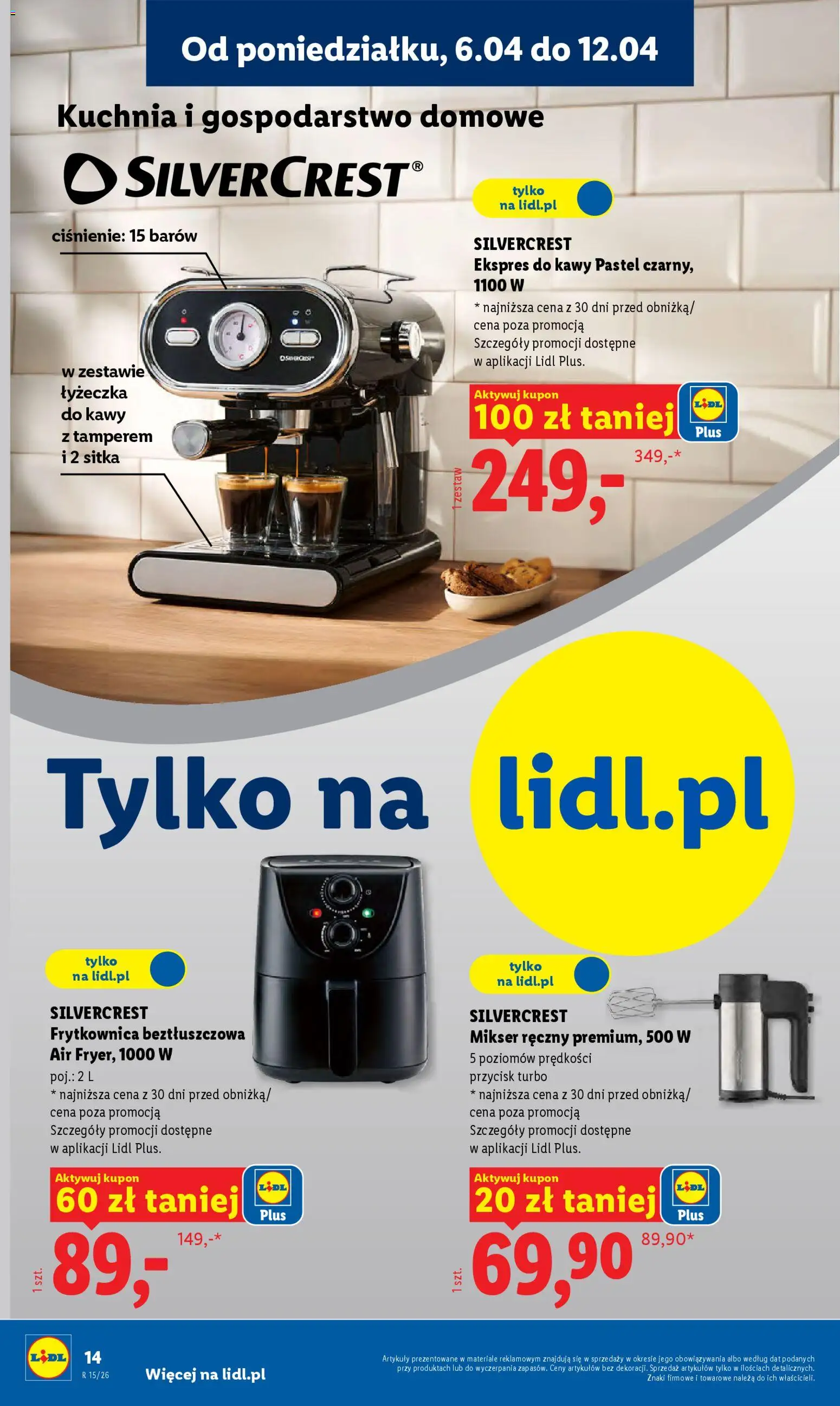 Lidl Katalog od 07.04.2026 | Strona: 16 | Produkty: Ekspres do kawy, Mikser, Frytkownica, Frytkownica beztłuszczowa