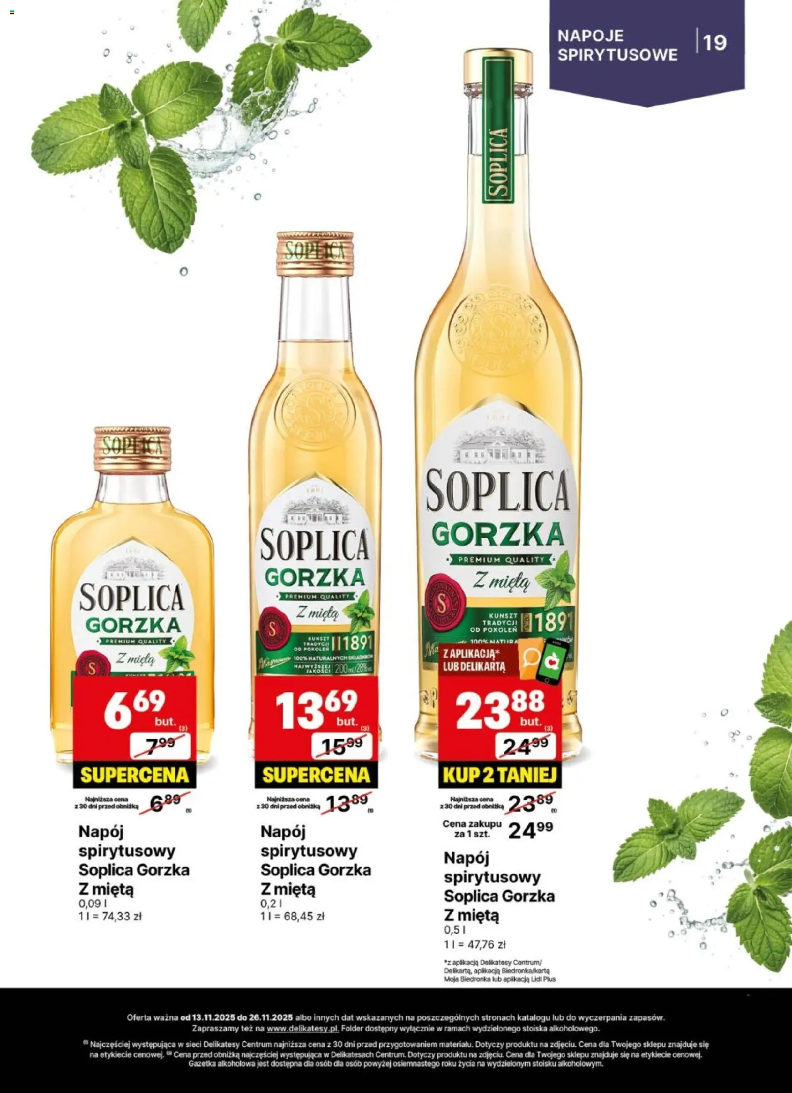 Delikatesy Centrum Gazetka - DeliBarek od 13.11.2025 | Strona: 19 | Produkty: Napoje, Delikatesy, Mięta