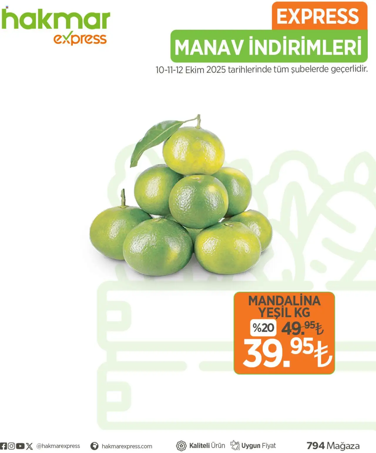 Hakmar Express Sebze ve meyve - 10.10.2025 tarihinden itibaren geçerlidir | Sayfa: 2 | Ürünler: Mandalina