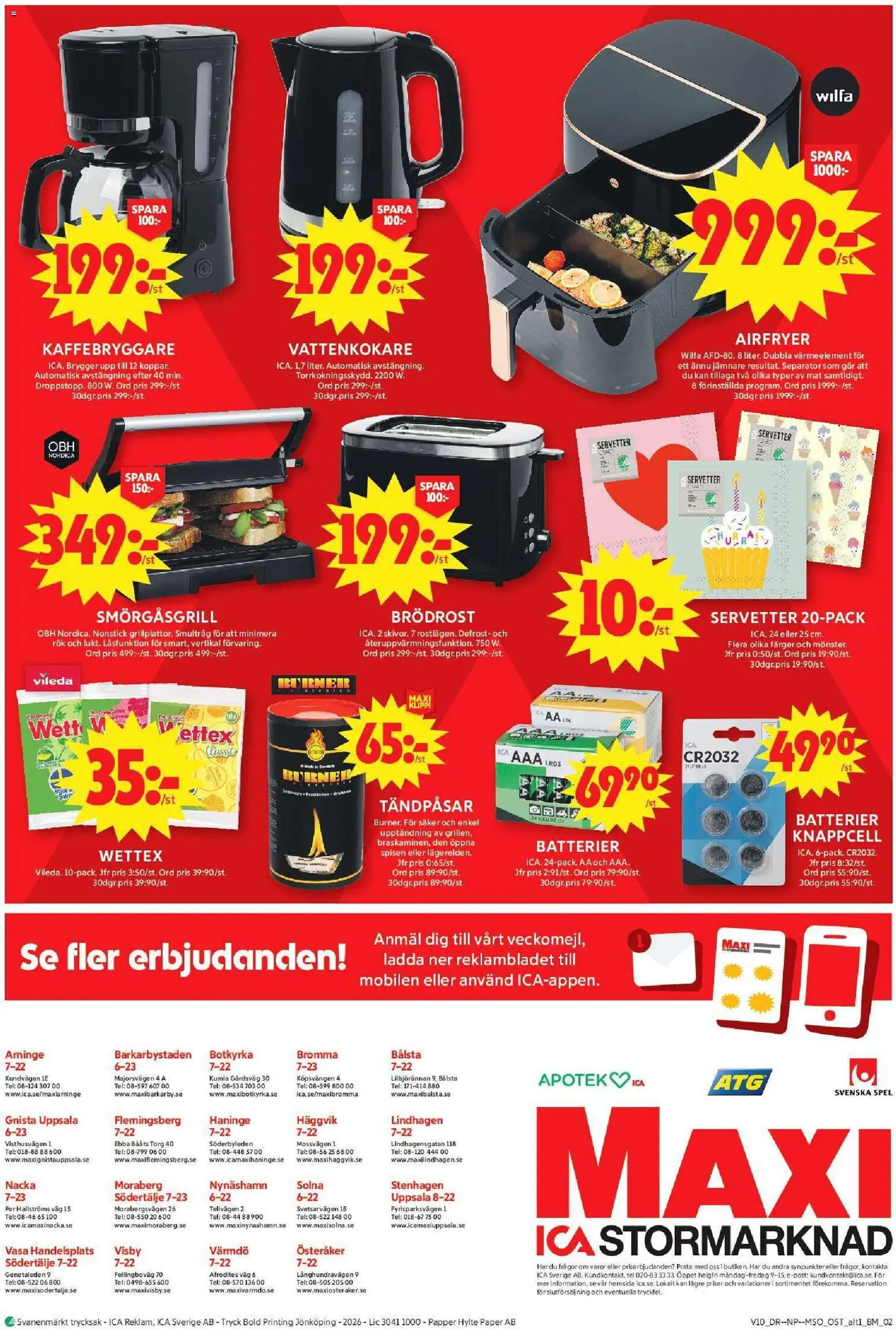 ICA Maxi reklamblad aktuell från 02.03.2026 | Sida: 11 | Produkter: Grill, Smörgåsgrill, Sandwich, Airfryer