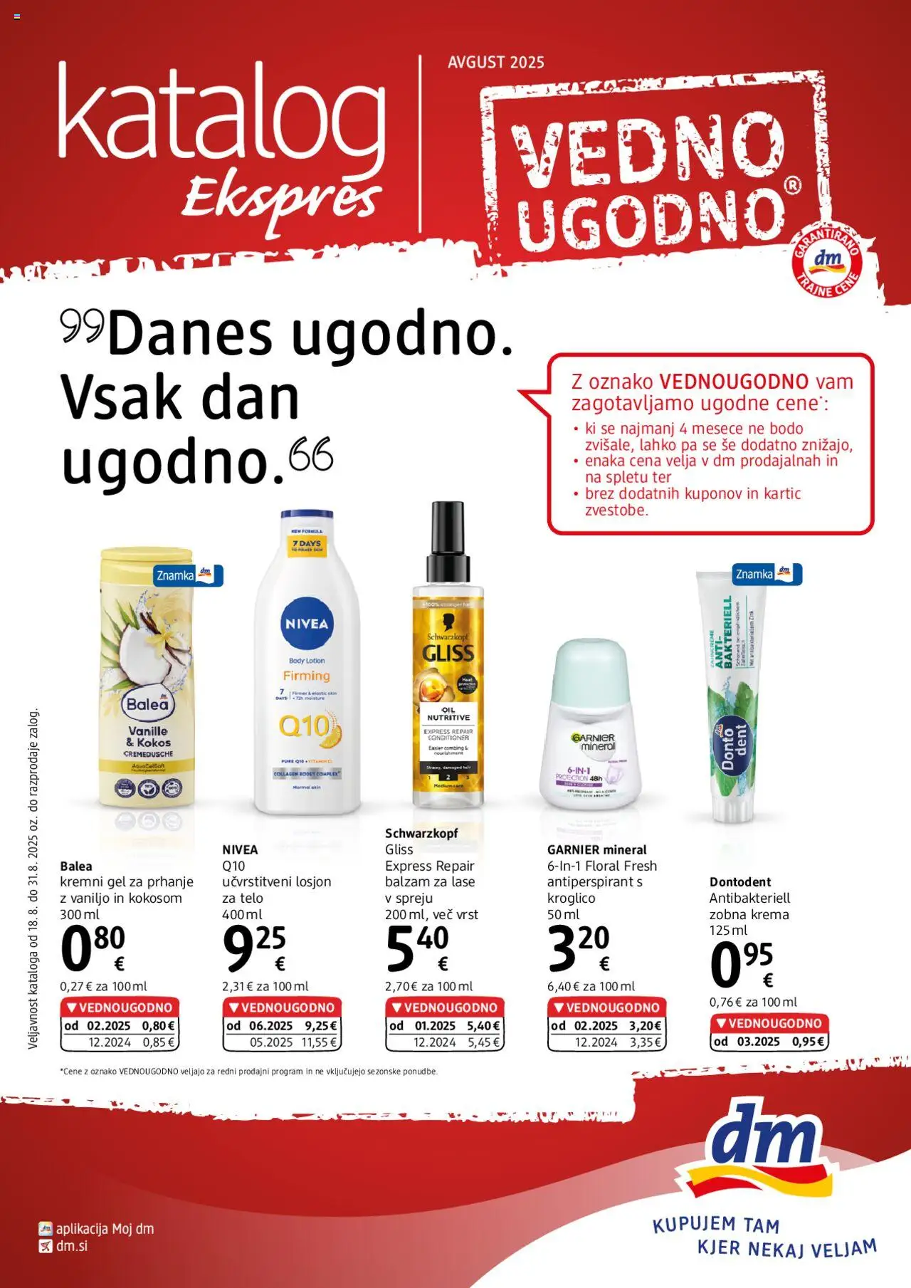DM Drogerie Markt katalog ekspres │ velja od 18.08.2025 | Stran: 1 | Izdelki: Gel za prhanje, Balzam za lase, Krema, Antiperspirant