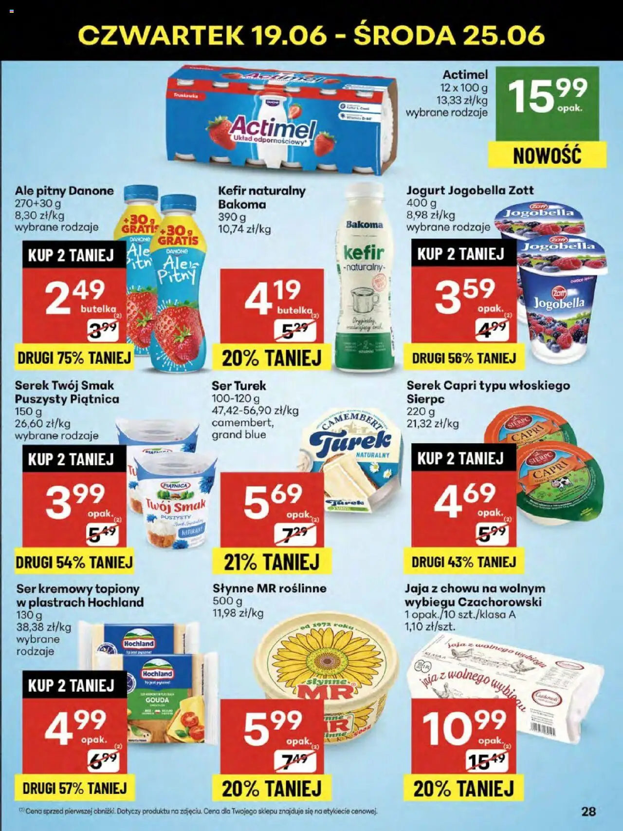 Delikatesy Centrum Gazetka od 19.06.2025 | Strona: 28 | Produkty: Kefir, Kefir naturalny, Jogurt, Jaja