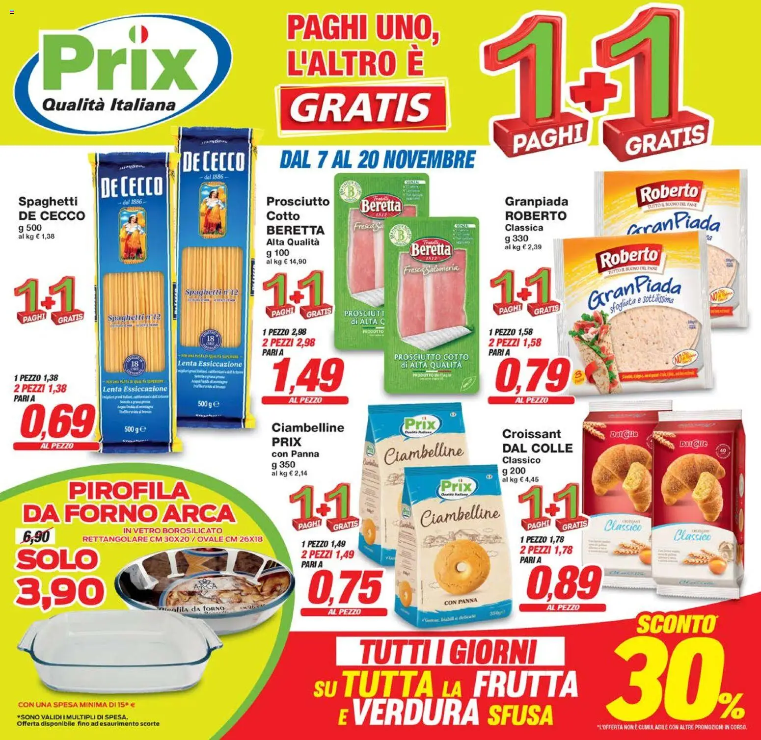 Volantino Prix del 07.11.2025 | Pagina: 1 | Prodotti: Panna, Frutta, Croissant, Forno