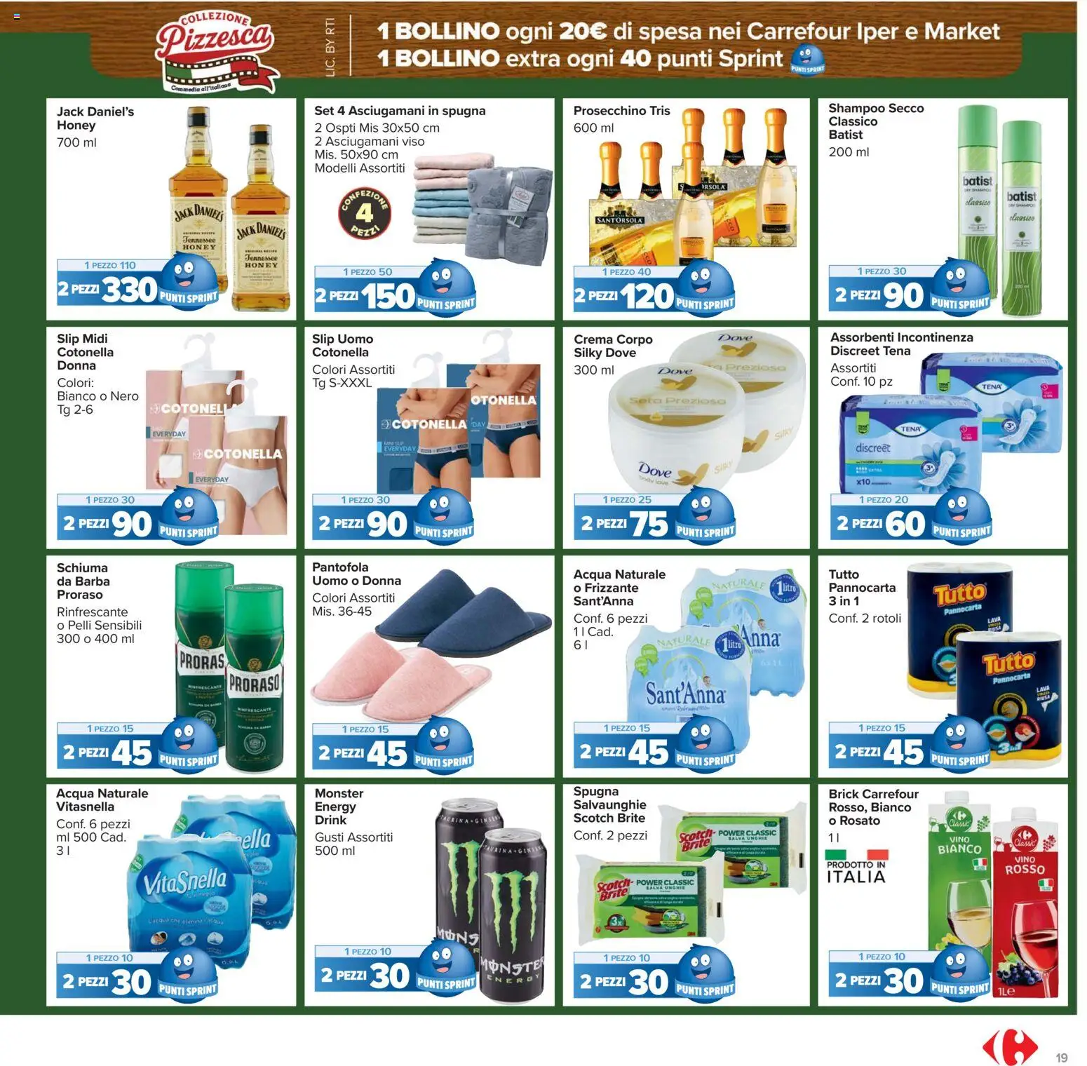 Volantino Carrefour del 02.03.2026 | Pagina: 19 | Prodotti: Shampoo, Crema, Slip, Acqua