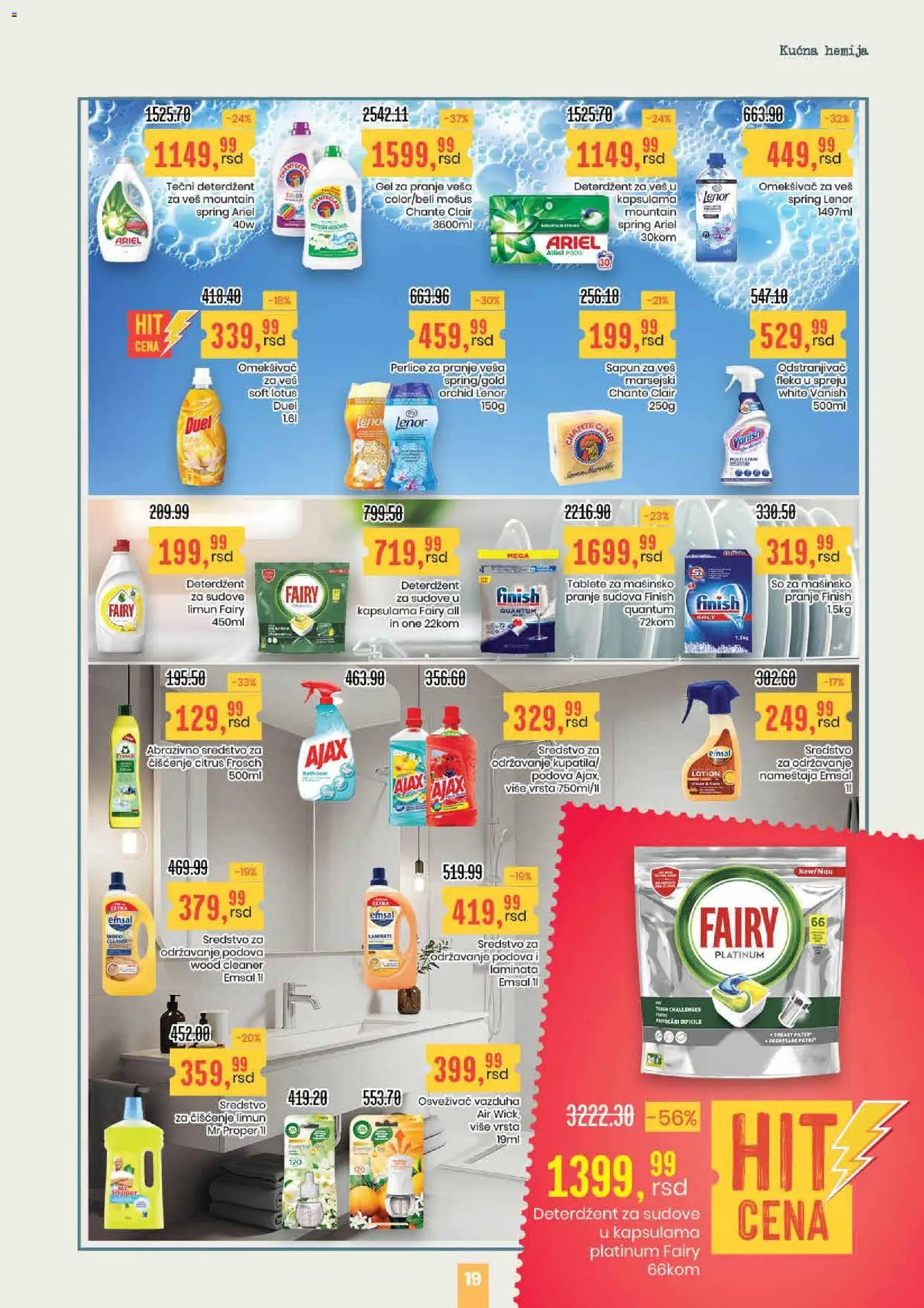 Aroma Market katalog - važi od 16.04.2026 | Strana: 19 | Proizvode: Tečni deterdžent, Finish, So, Mr proper