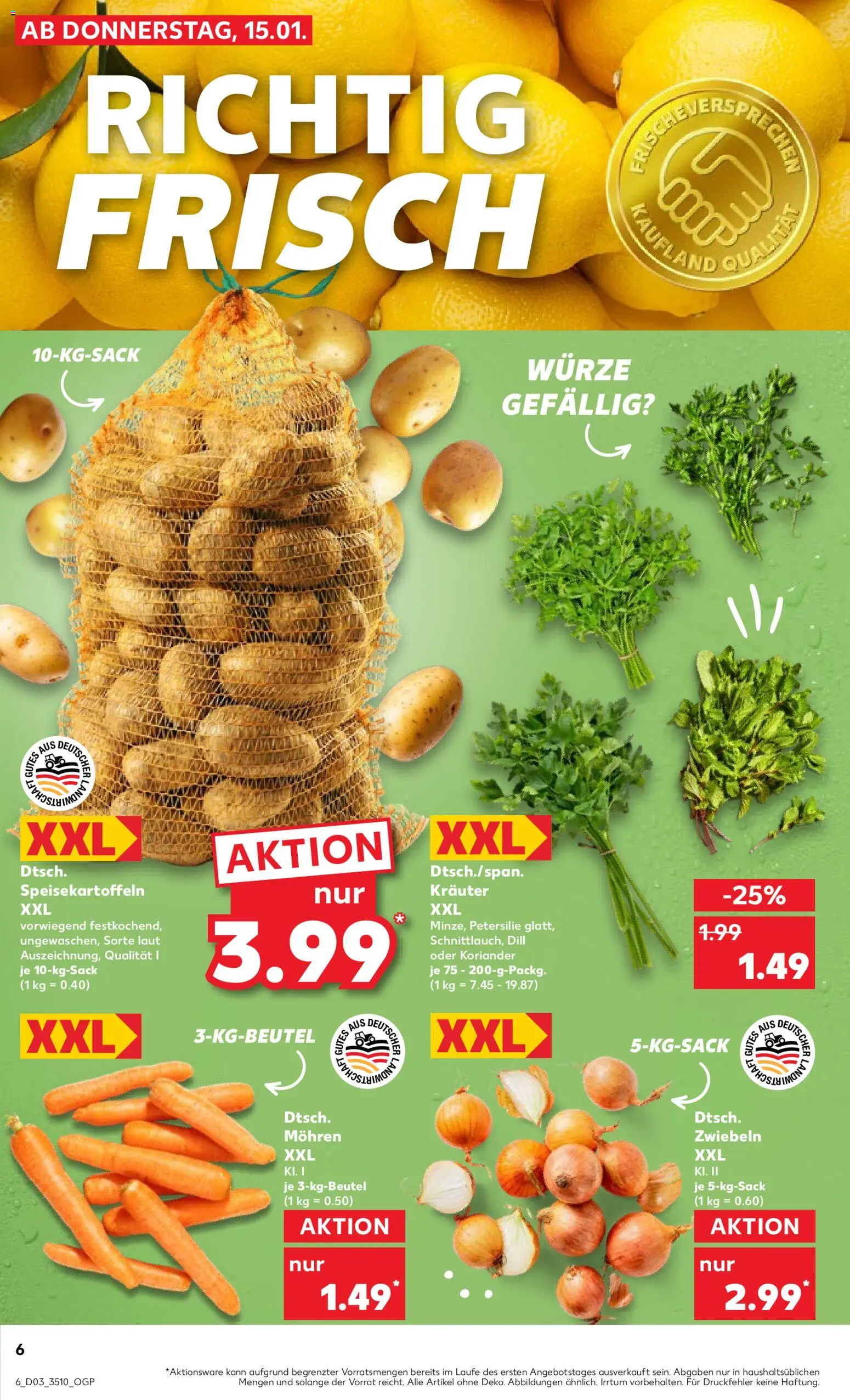 Kaufland prospekt Leipzig	 – gültig ab 18.01.2026 | Seite: 6 | Produkte: Mohren, Zwiebeln, Petersilie, Dill